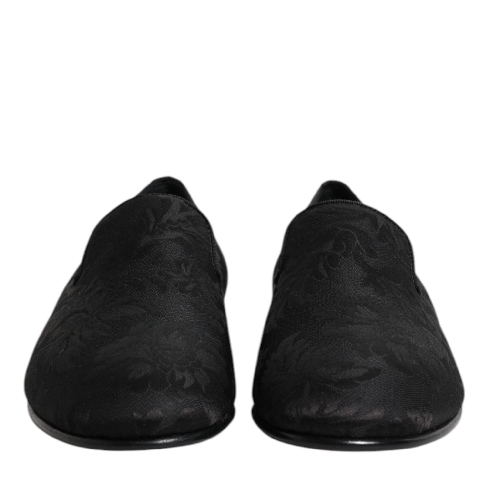 Dolce & Gabbana Black Floral Brocade Loafers Men Dress Shoes