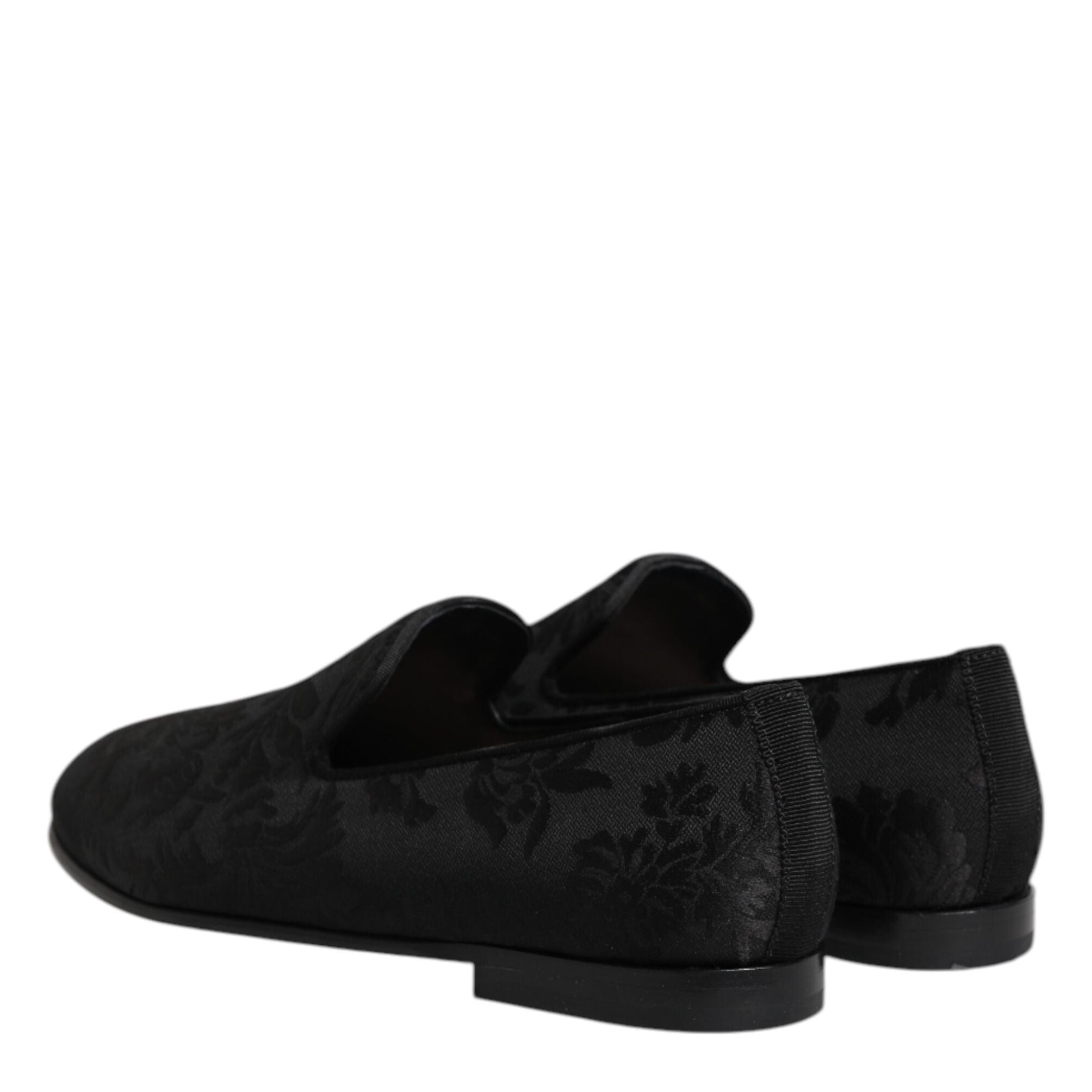 Dolce & Gabbana Black Floral Brocade Loafers Men Dress Shoes