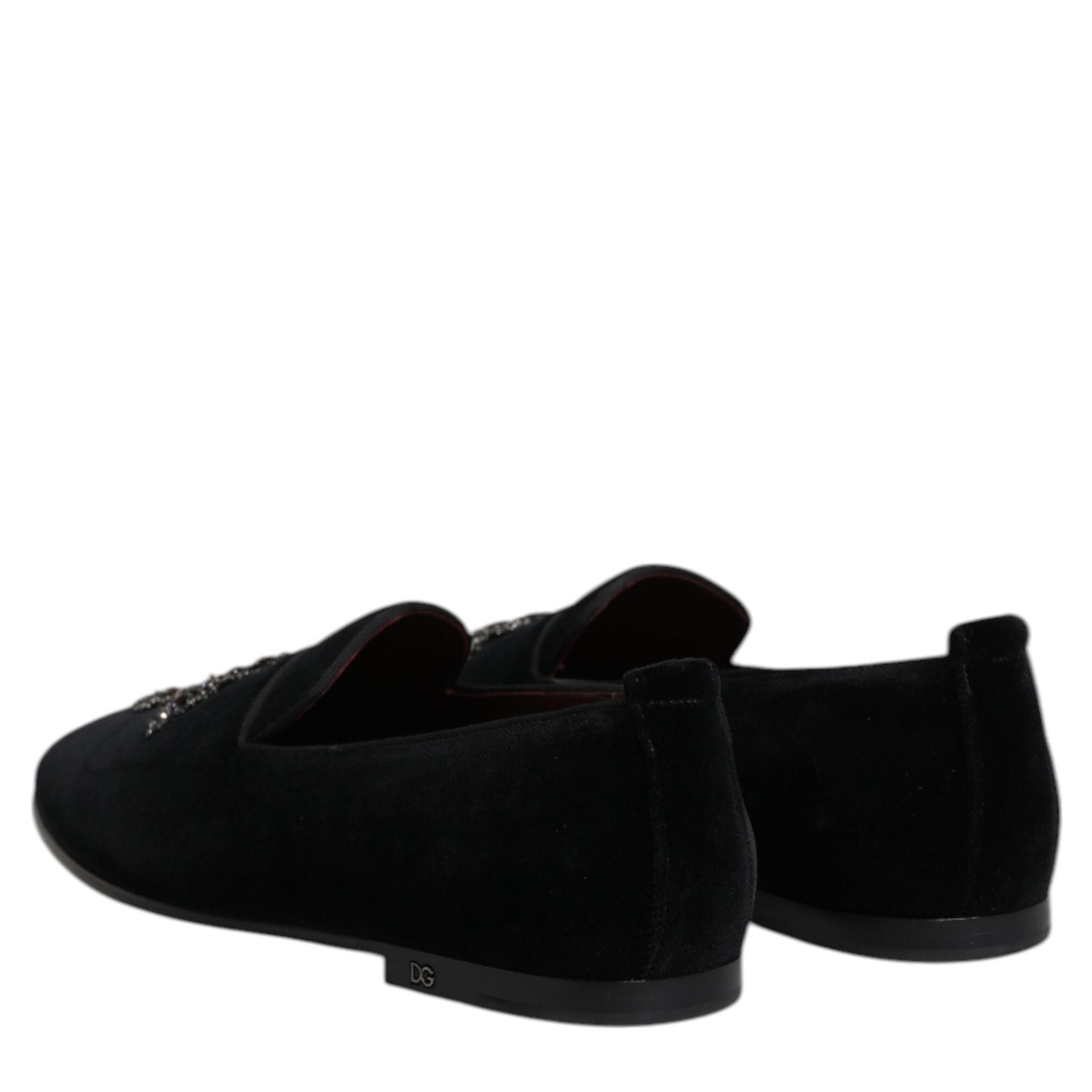 Dolce & Gabbana Black Suede Cross Slip On Loafers Dress Shoes