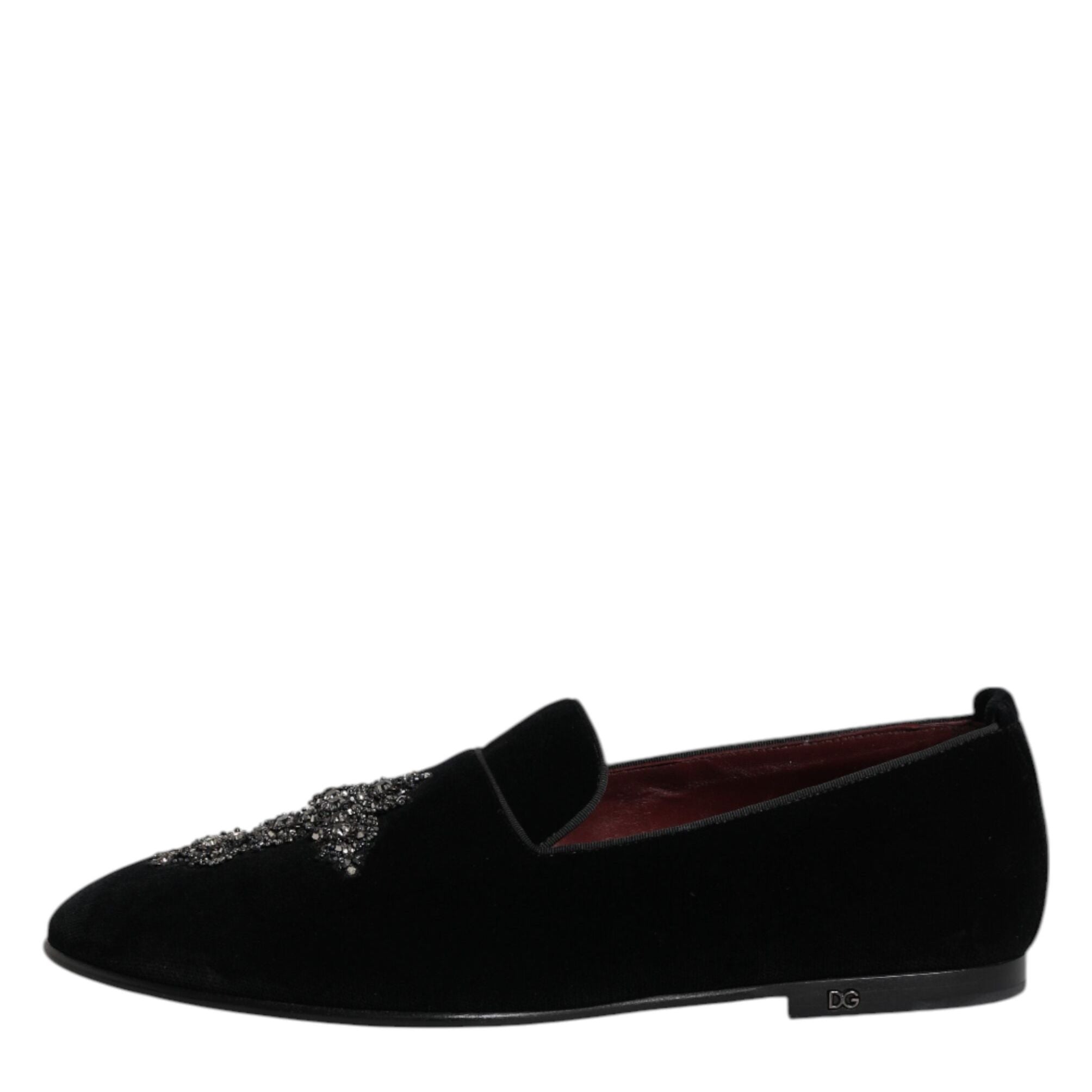 Dolce & Gabbana Black Suede Cross Slip On Loafers Dress Shoes