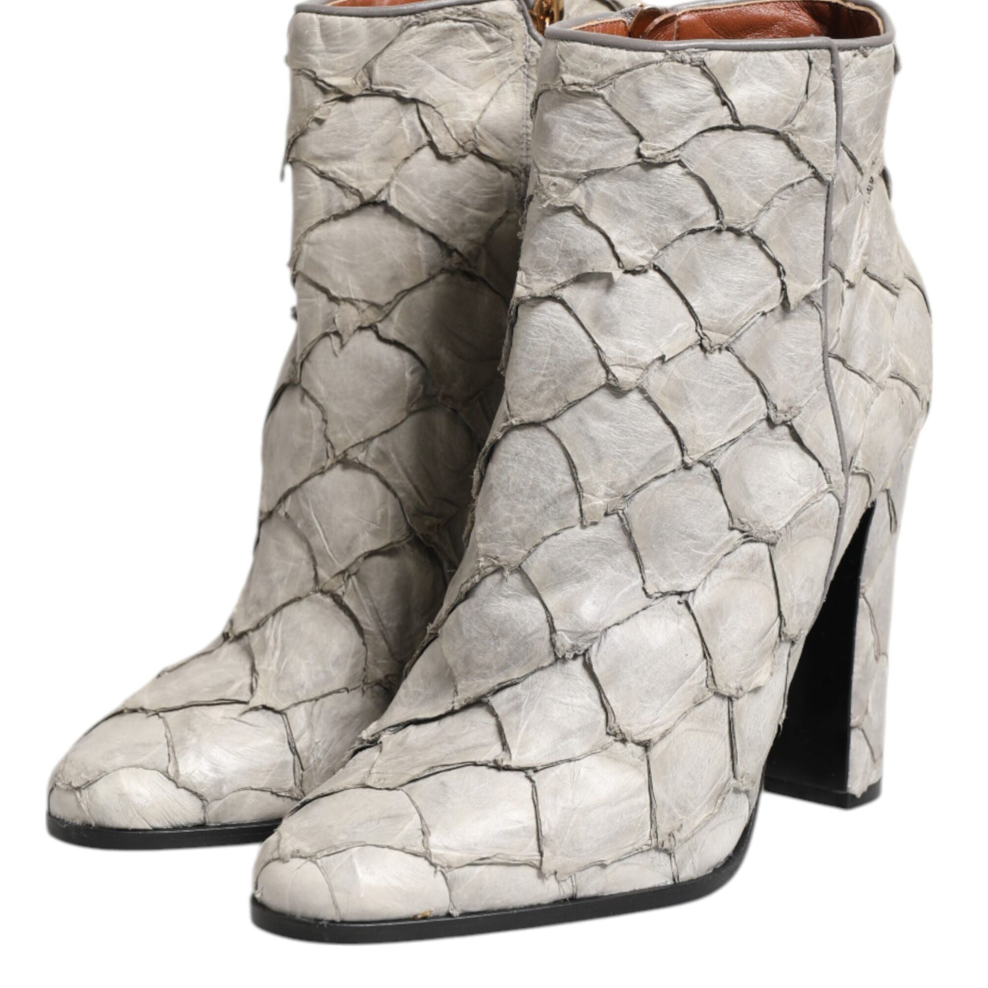 Dolce & Gabbana Off White Leather Heels Ankle Boots Shoes