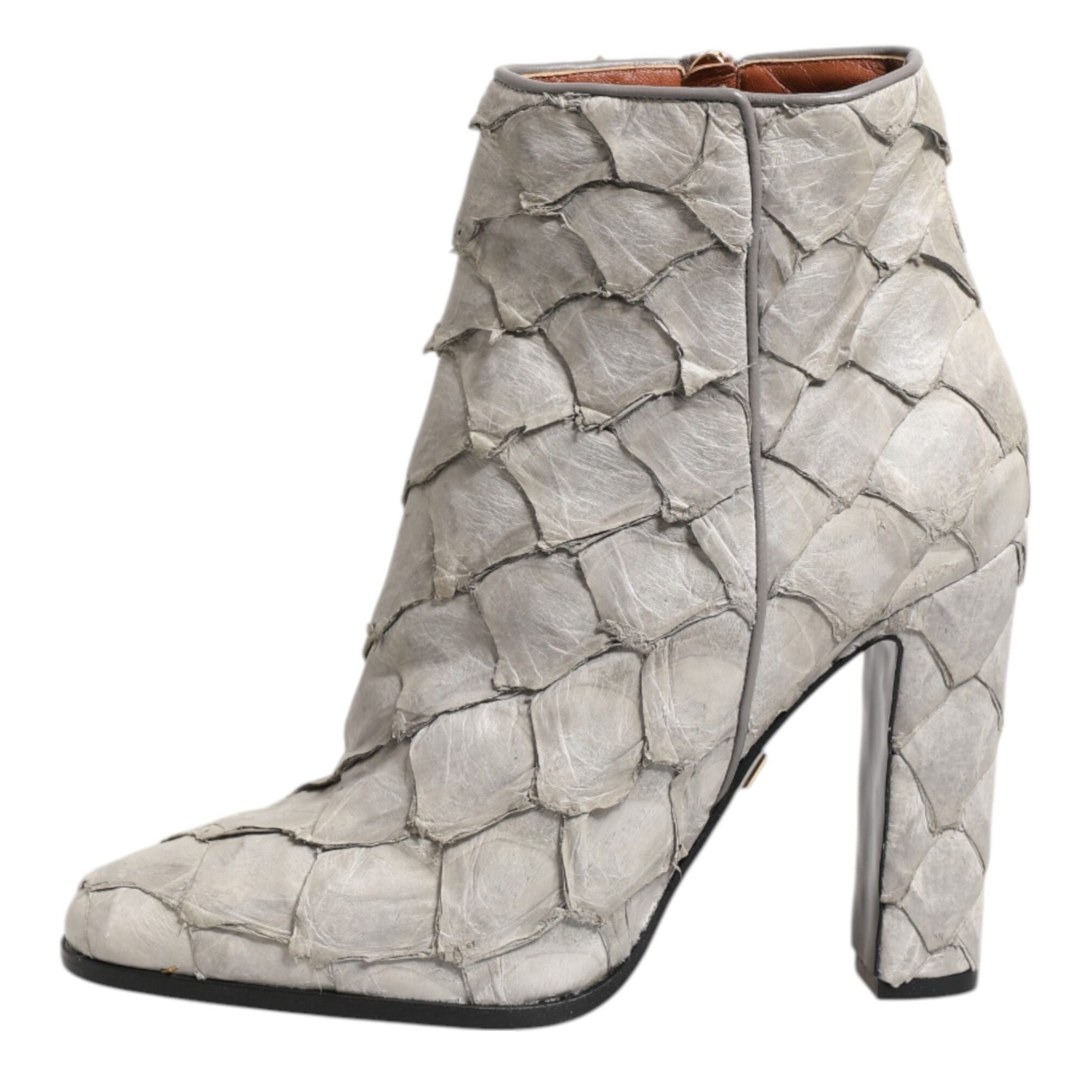 Dolce & Gabbana Off White Leather Heels Ankle Boots Shoes
