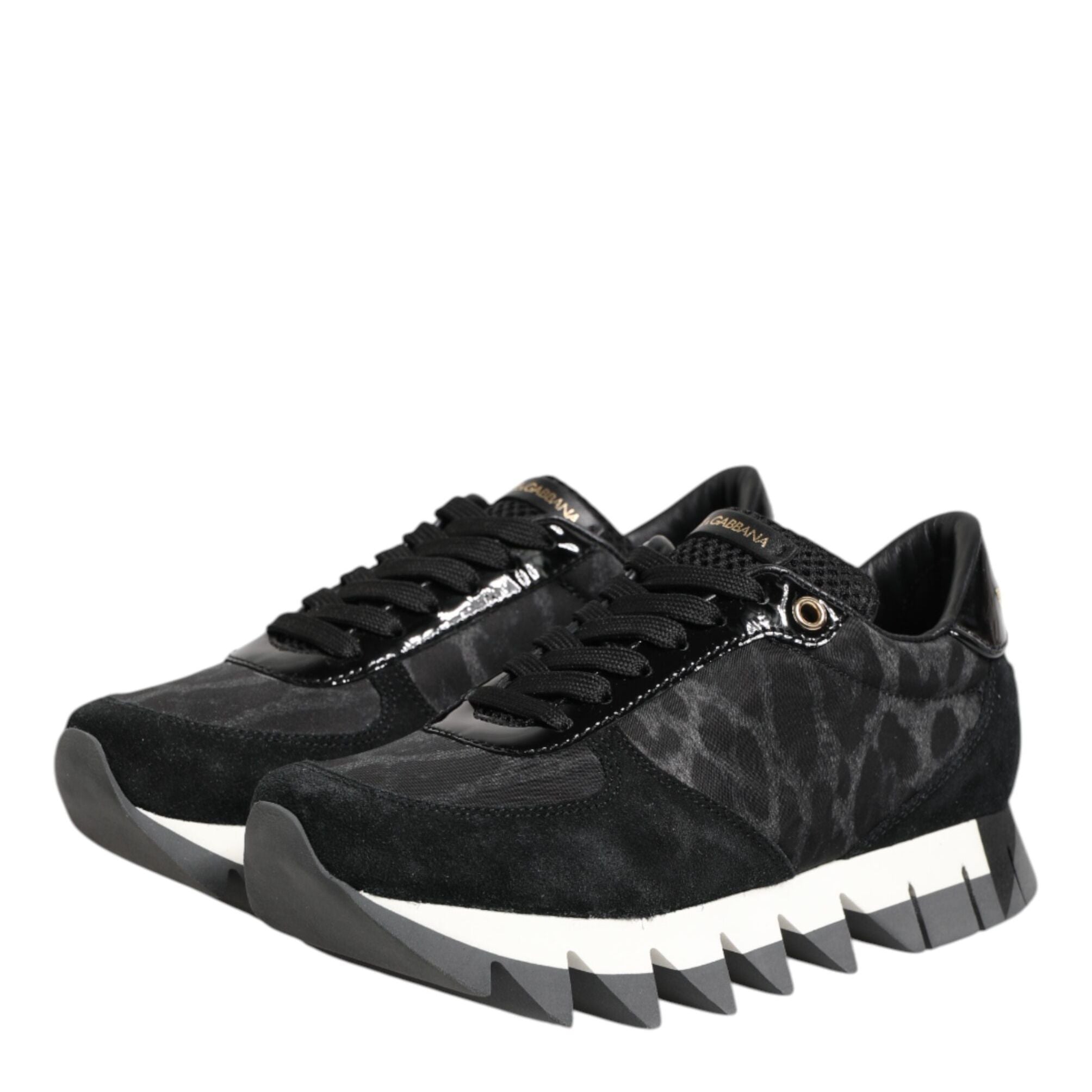 Dolce & Gabbana Black Gray Leopard Low Top Sneakers Shoes