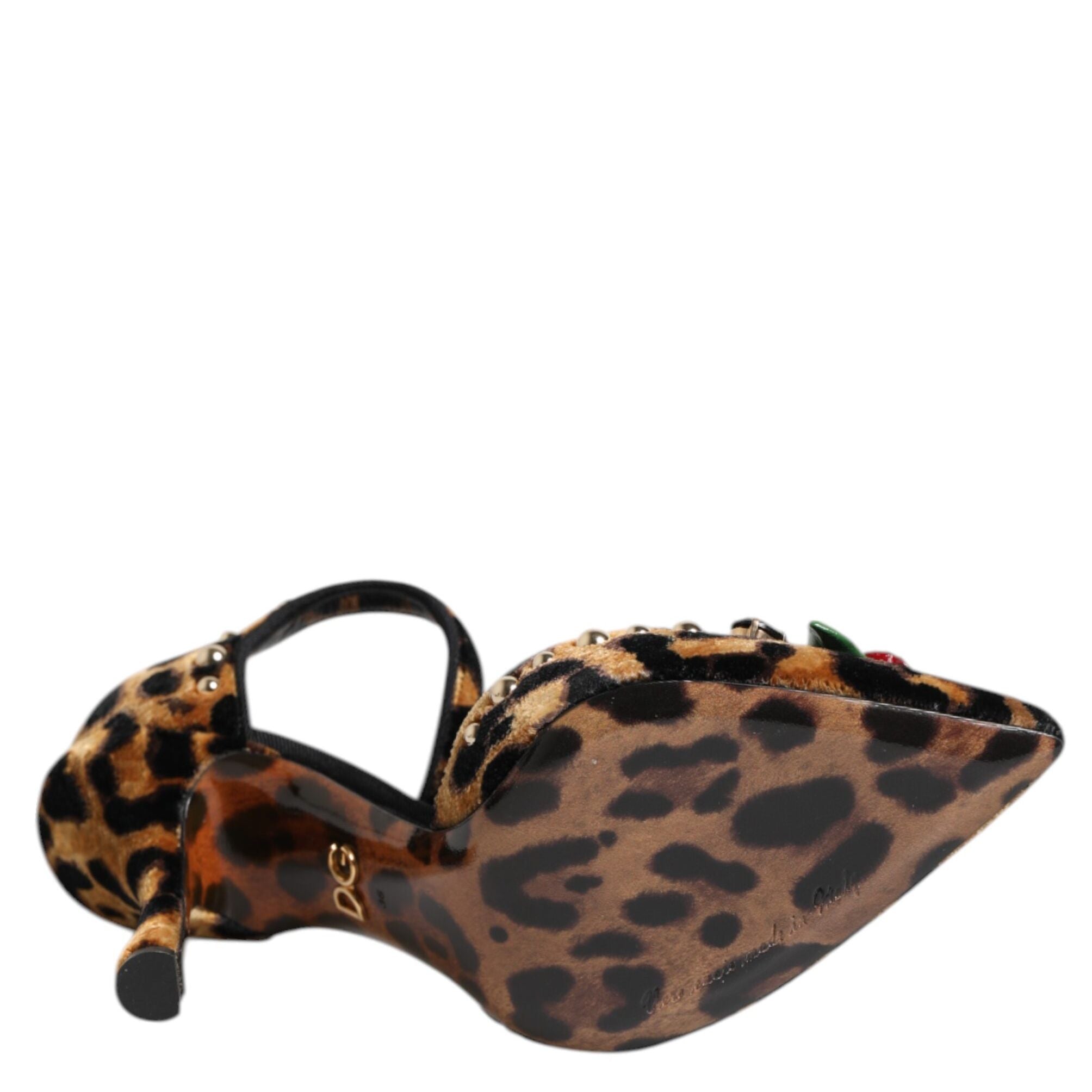 Dolce & Gabbana Brown Leopard Crystal Roses Pumps Shoes