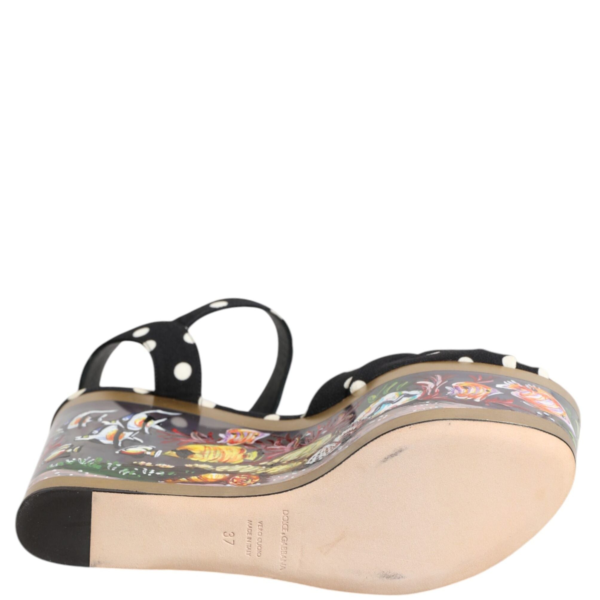 Dolce & Gabbana Multicolor Fish Polka Dot Wedge Sandals Shoes