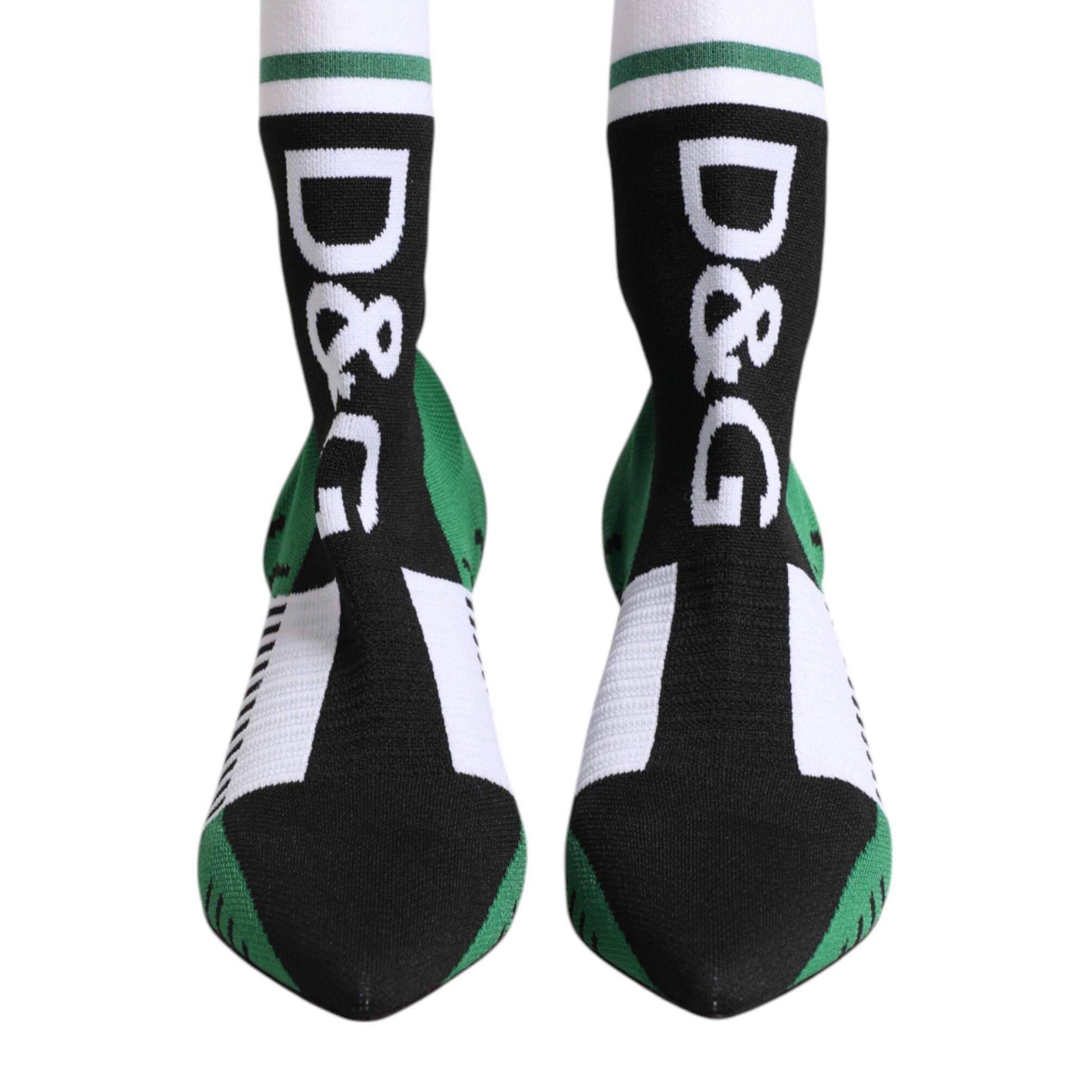 Dolce & Gabbana Green Stretch Sock Style Ankle Boots Shoes