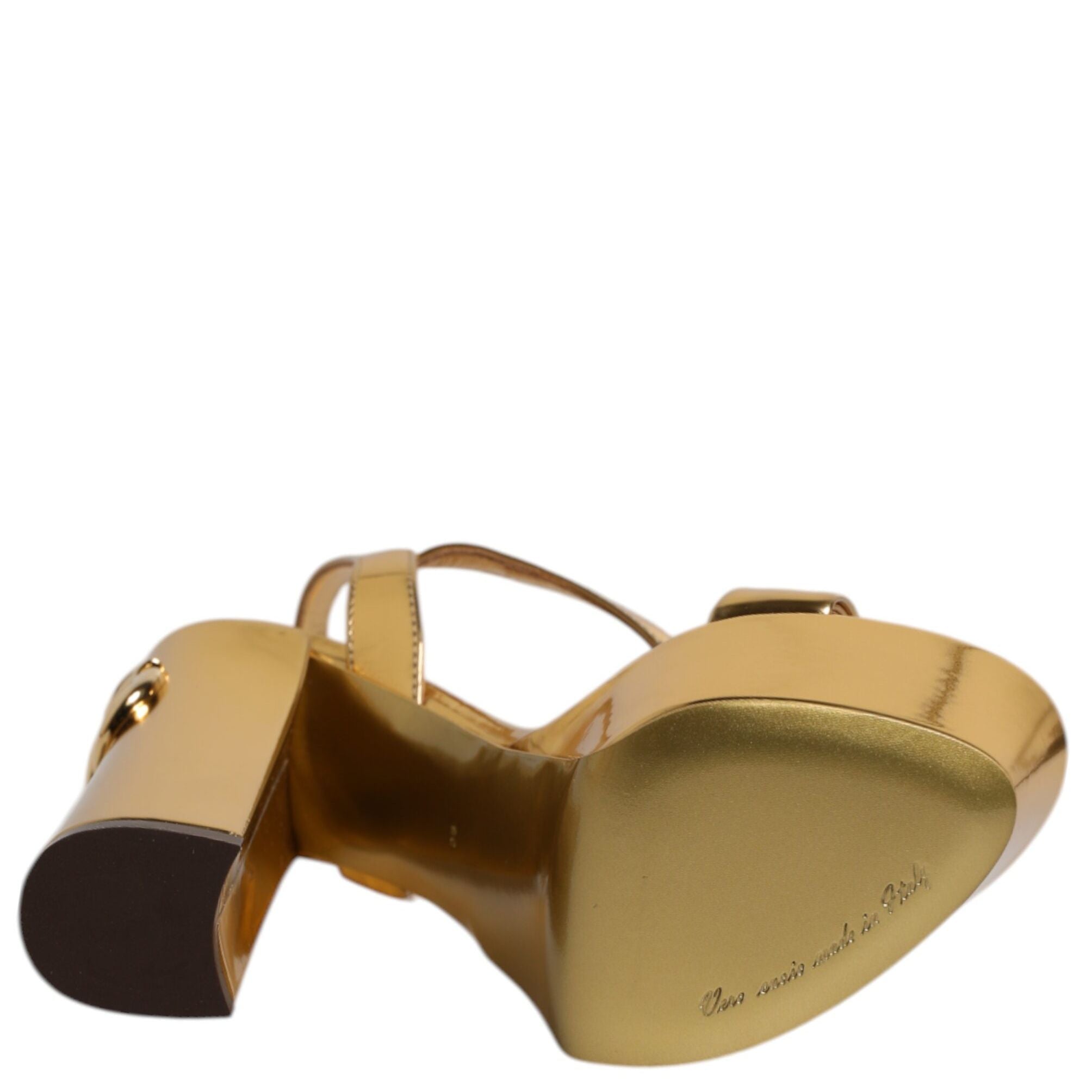 Dolce & Gabbana Gold Leather Platform Keira Sandals Shoes