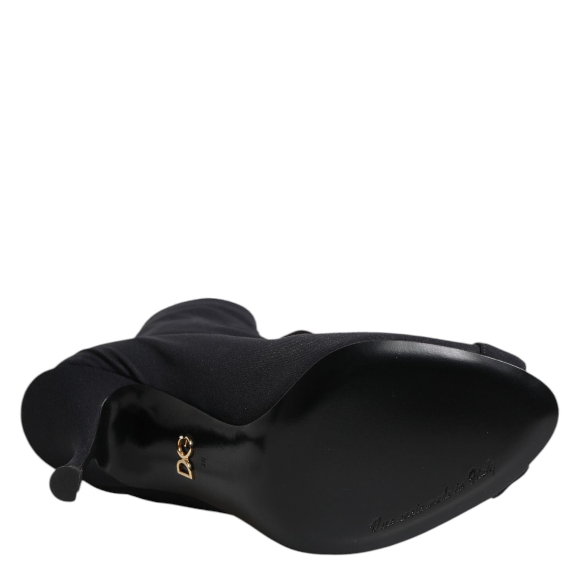Dolce & Gabbana Black Stiletto Heels Lace Up Boots Shoes