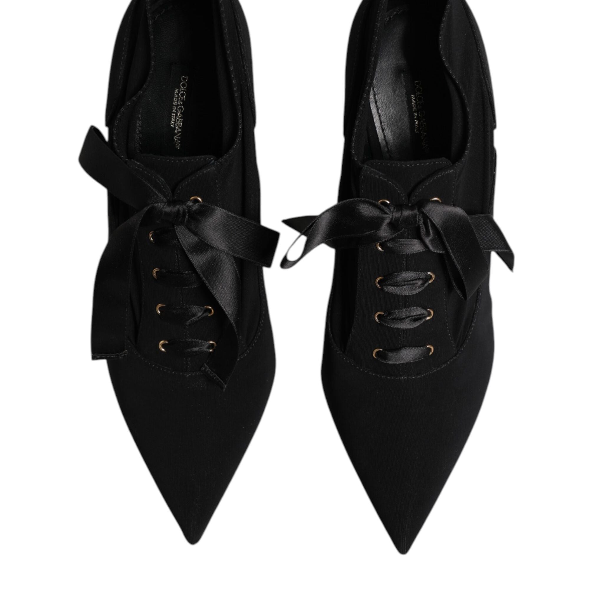Dolce & Gabbana Black Lace Up Stiletto Heels Pumps Shoes
