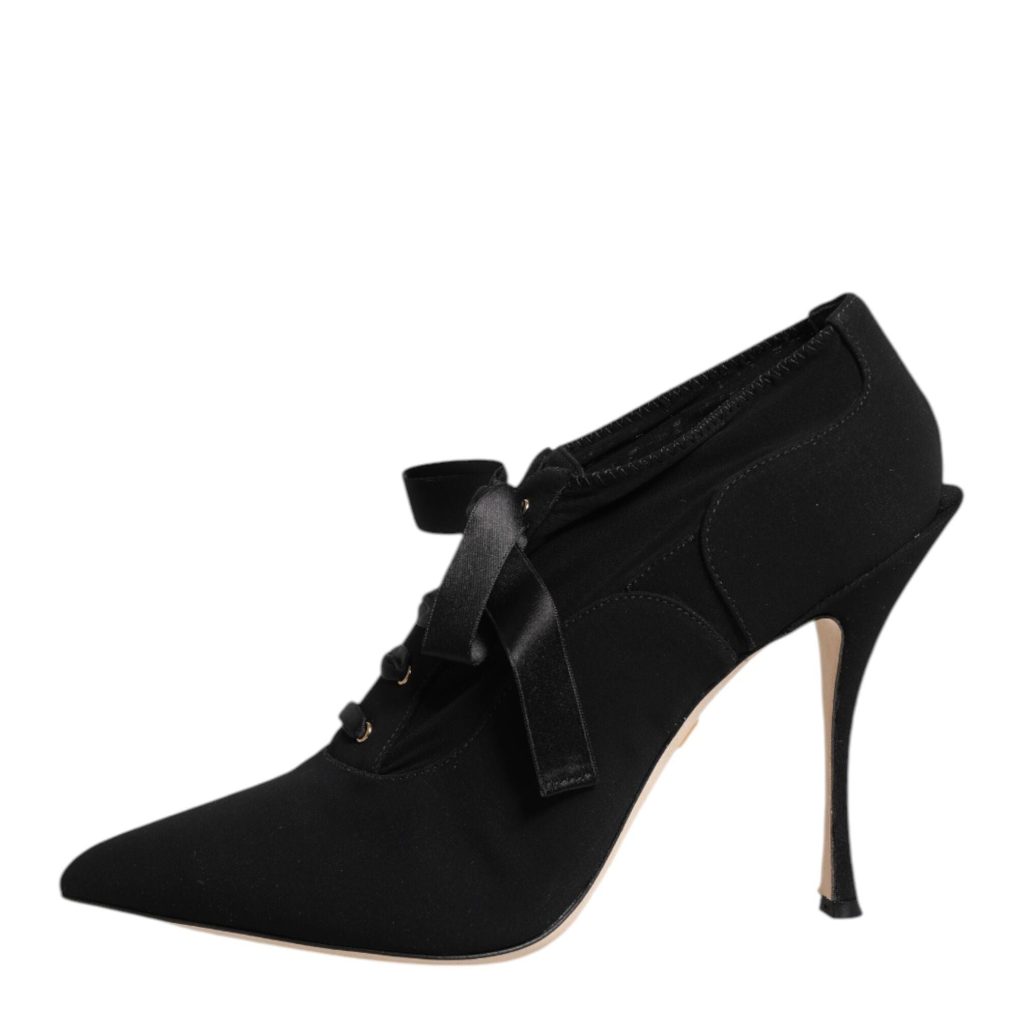 Dolce & Gabbana Black Lace Up Stiletto Heels Pumps Shoes