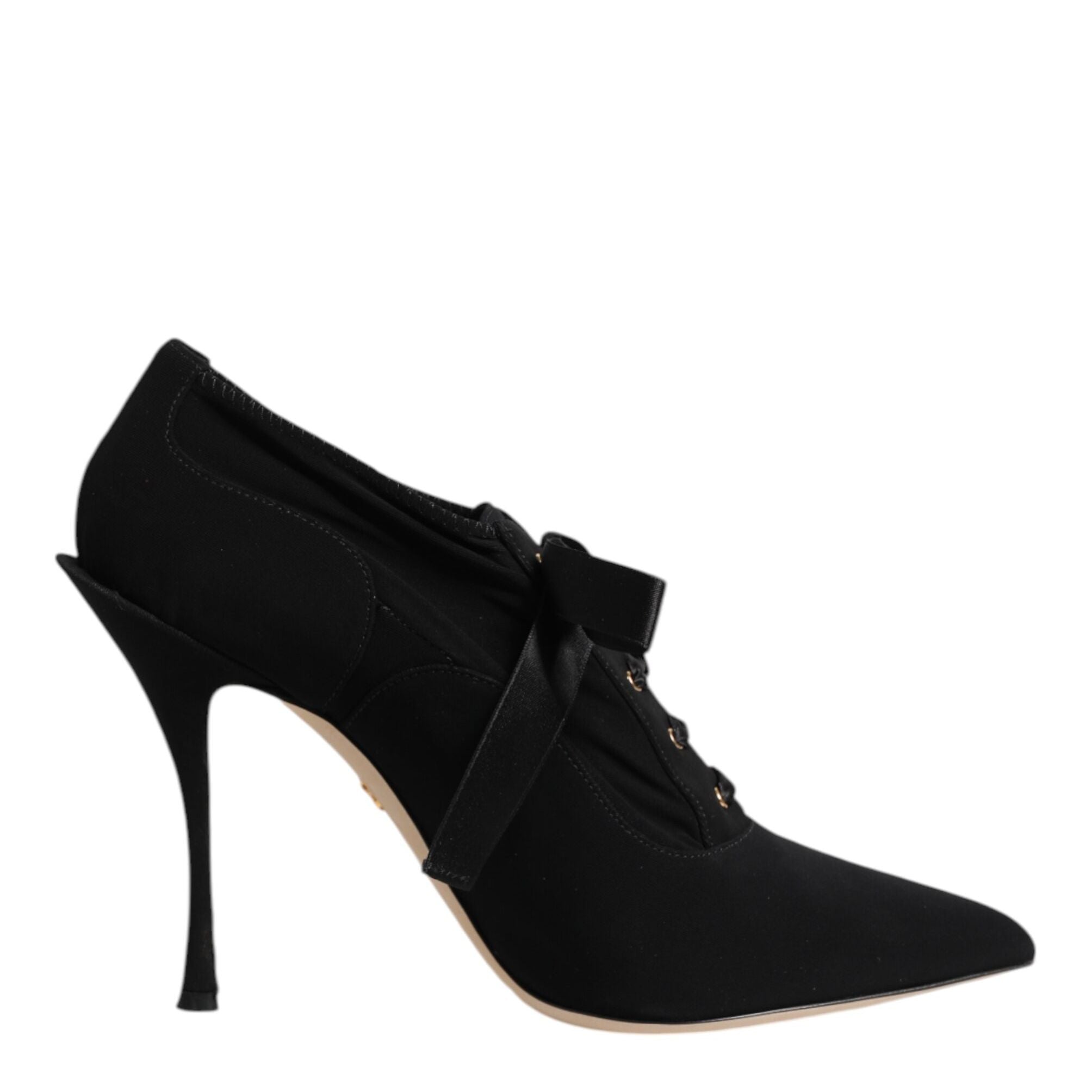 Dolce & Gabbana Black Lace Up Stiletto Heels Pumps Shoes
