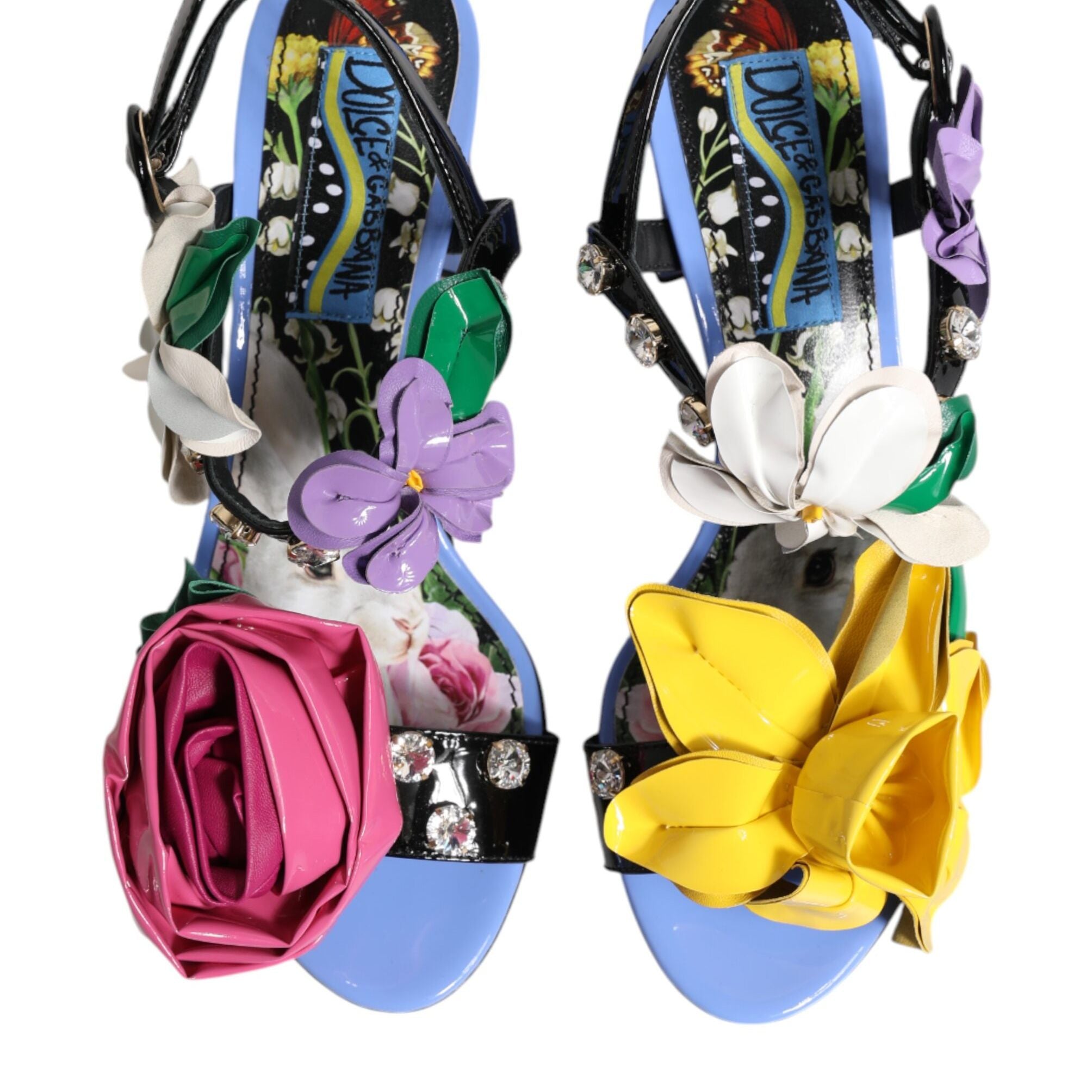Dolce & Gabbana Multicolor Floral Crystal KEIRA Sandals Shoes