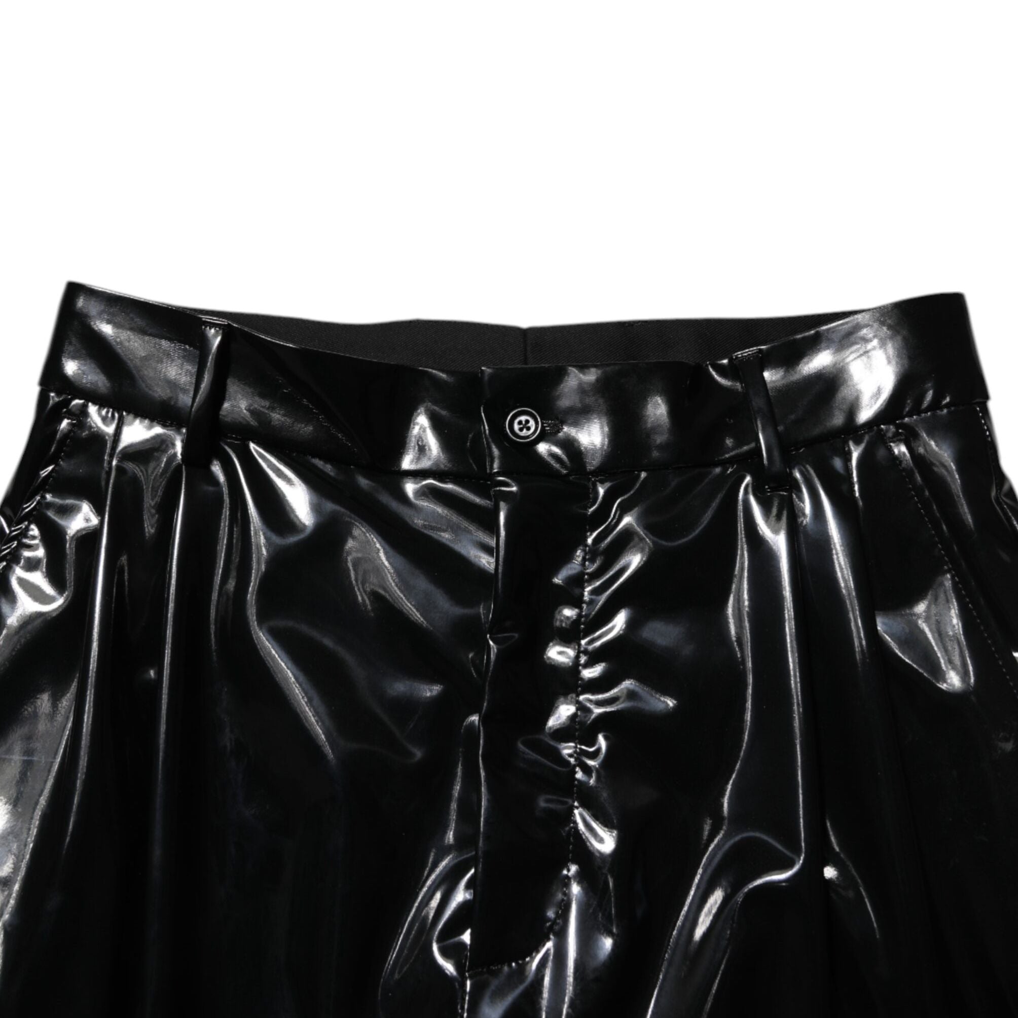 Dolce & Gabbana Black Polyester Mid Waist Men Trouser Pants