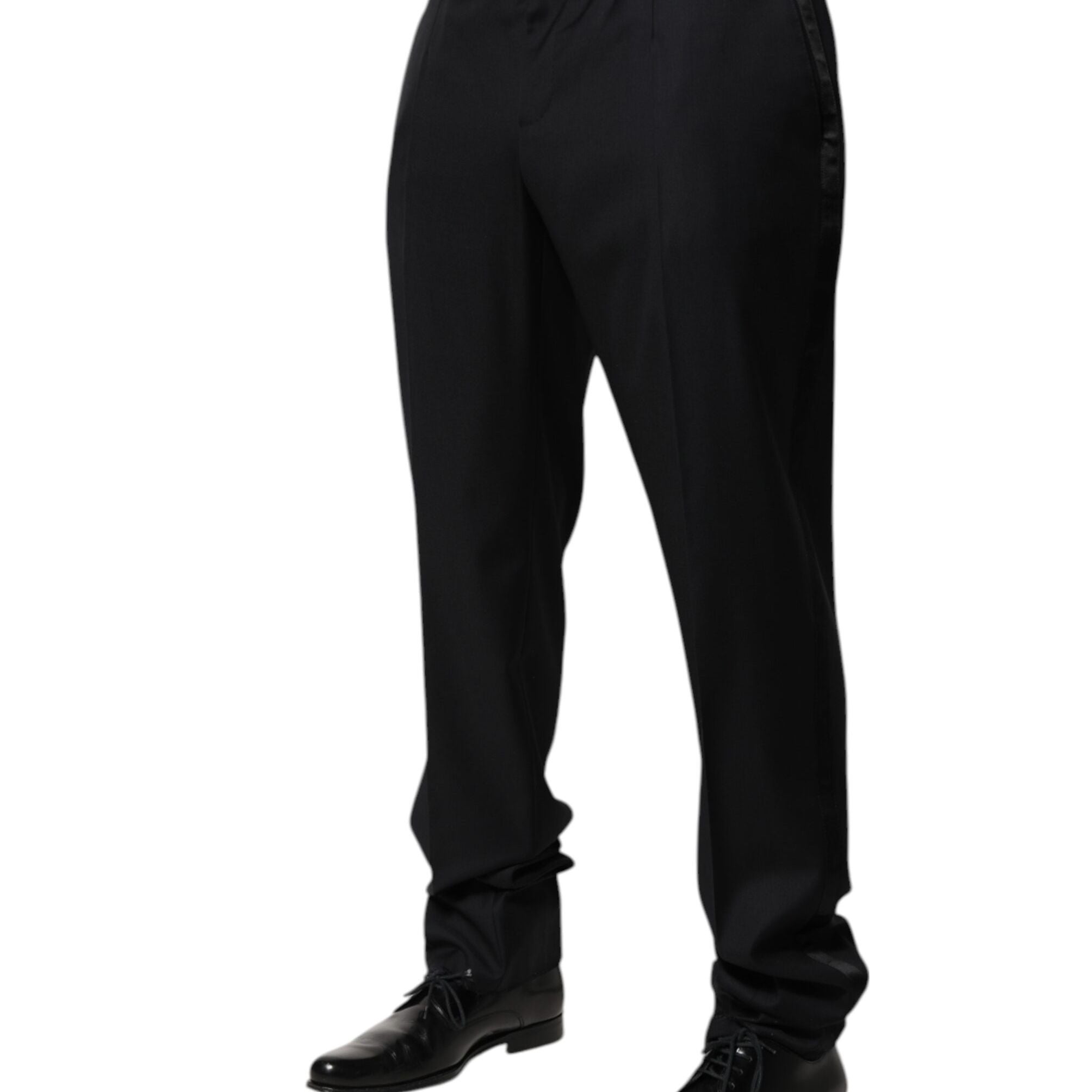 Dolce & Gabbana Black Wool Men Formal Dress Trouser Pants