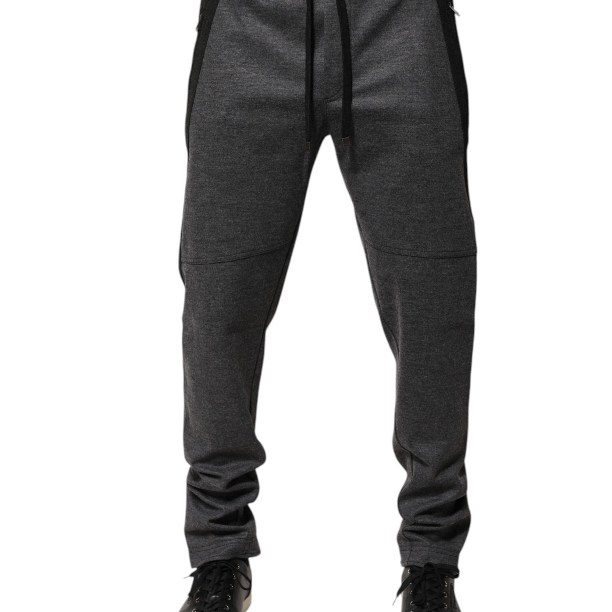 Dolce & Gabbana Gray Black Wool Blend Jogger Sweatpants Pants