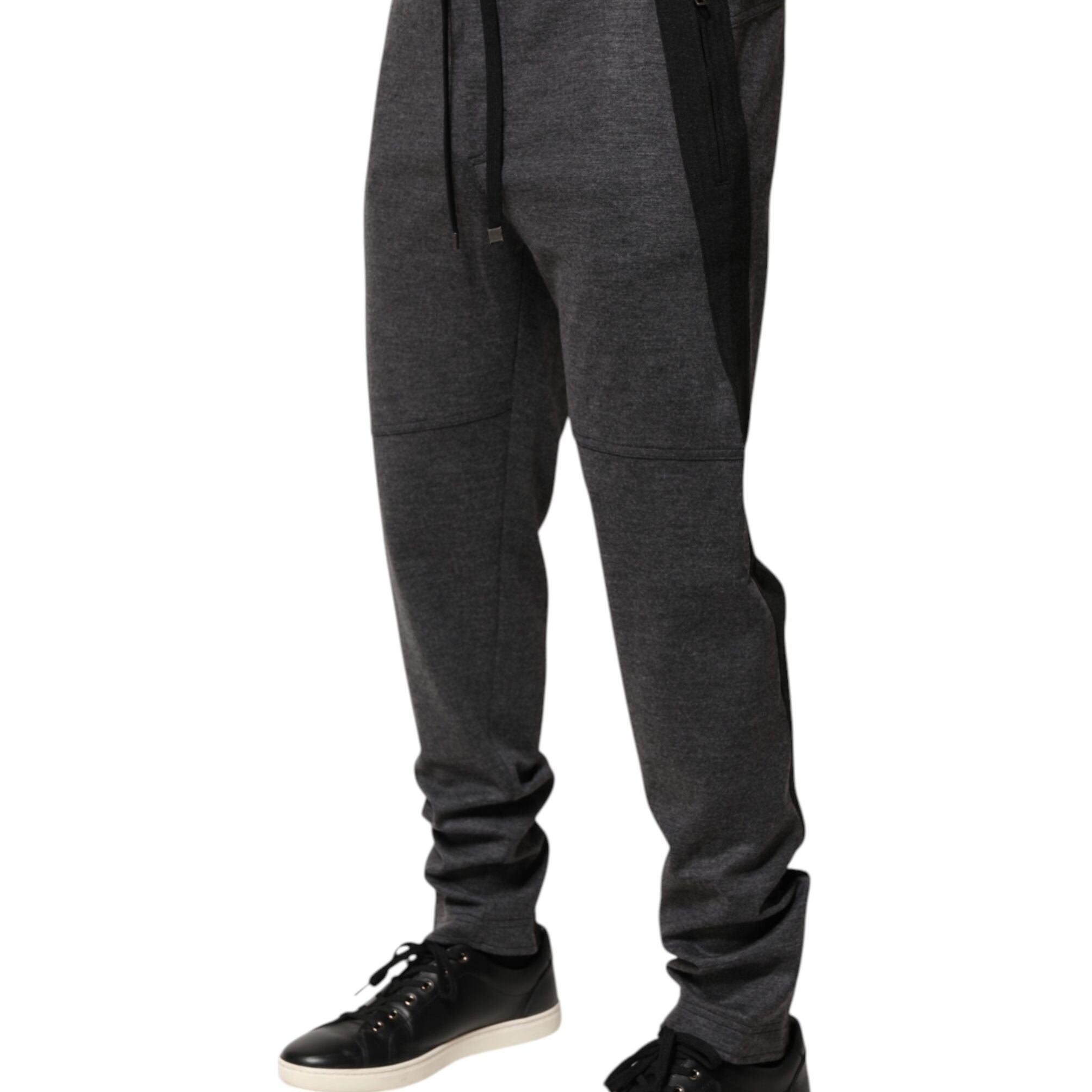 Dolce & Gabbana Gray Black Wool Blend Jogger Sweatpants Pants