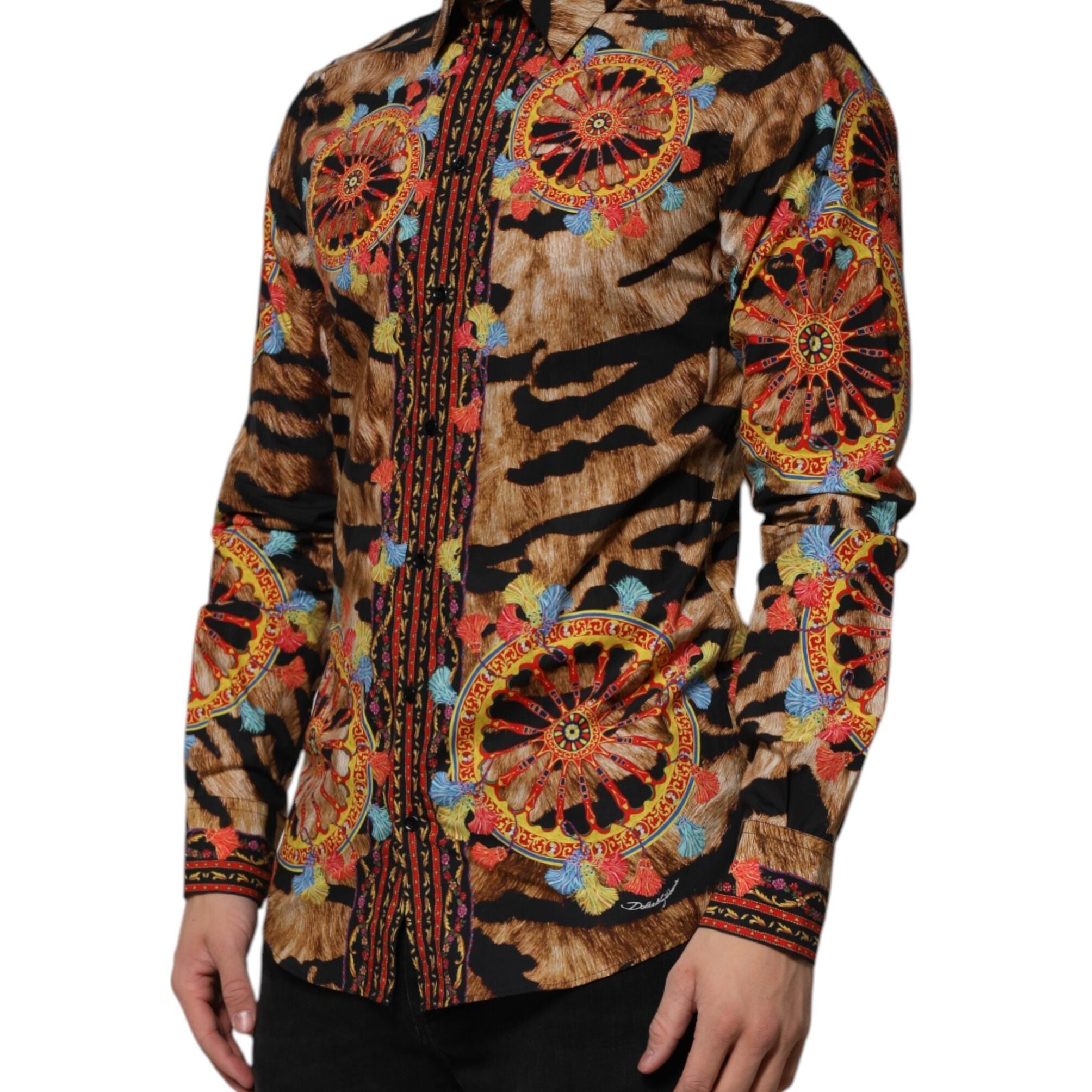 Dolce & Gabbana GOLD Cotton Tiger Carretto Long Sleeve Shirt