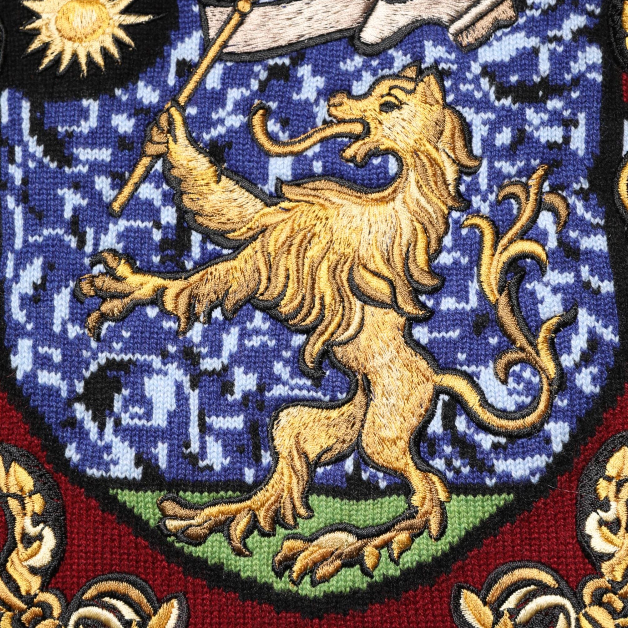 Dolce & Gabbana Burgundy Cashmere Lion Crest Pullover Sweater