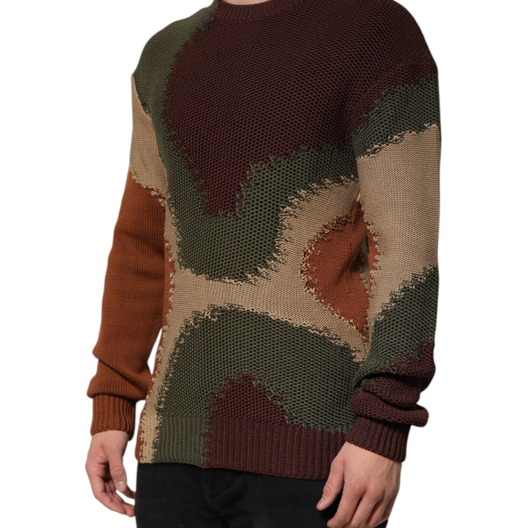 Dolce & Gabbana Multicolor Cotton Abstract Men Pullover Sweater