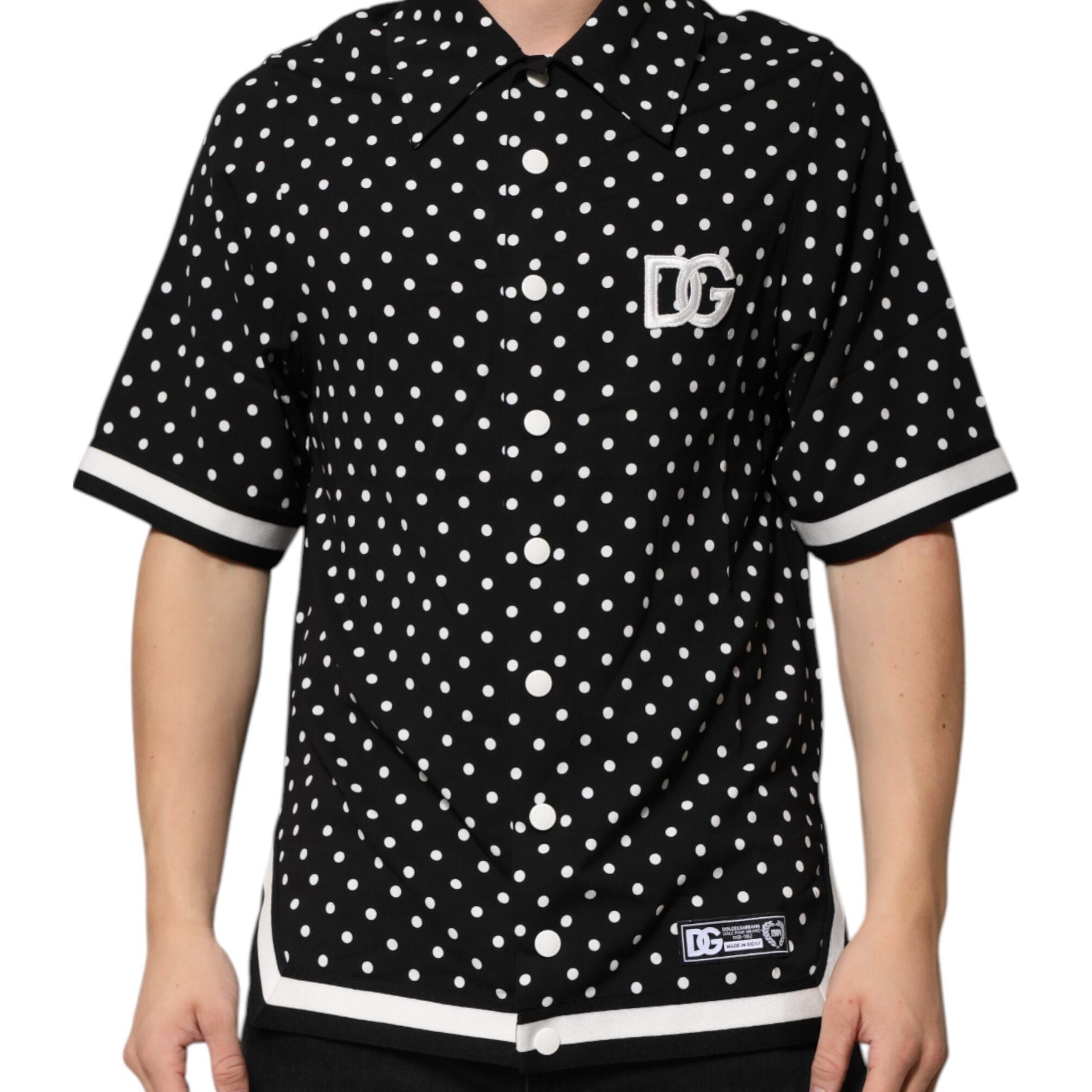 Dolce & Gabbana Black Polka Dot Short Sleeves Collared Polo T-shirt