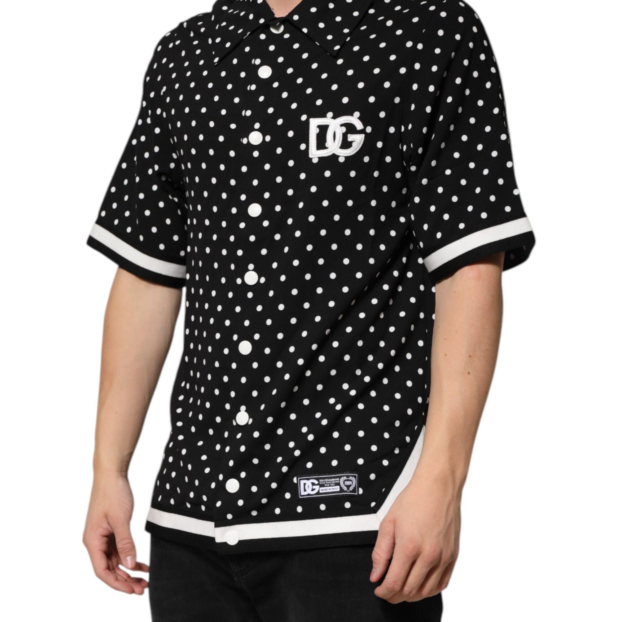 Dolce & Gabbana Black Polka Dot Short Sleeves Collared Polo T-shirt