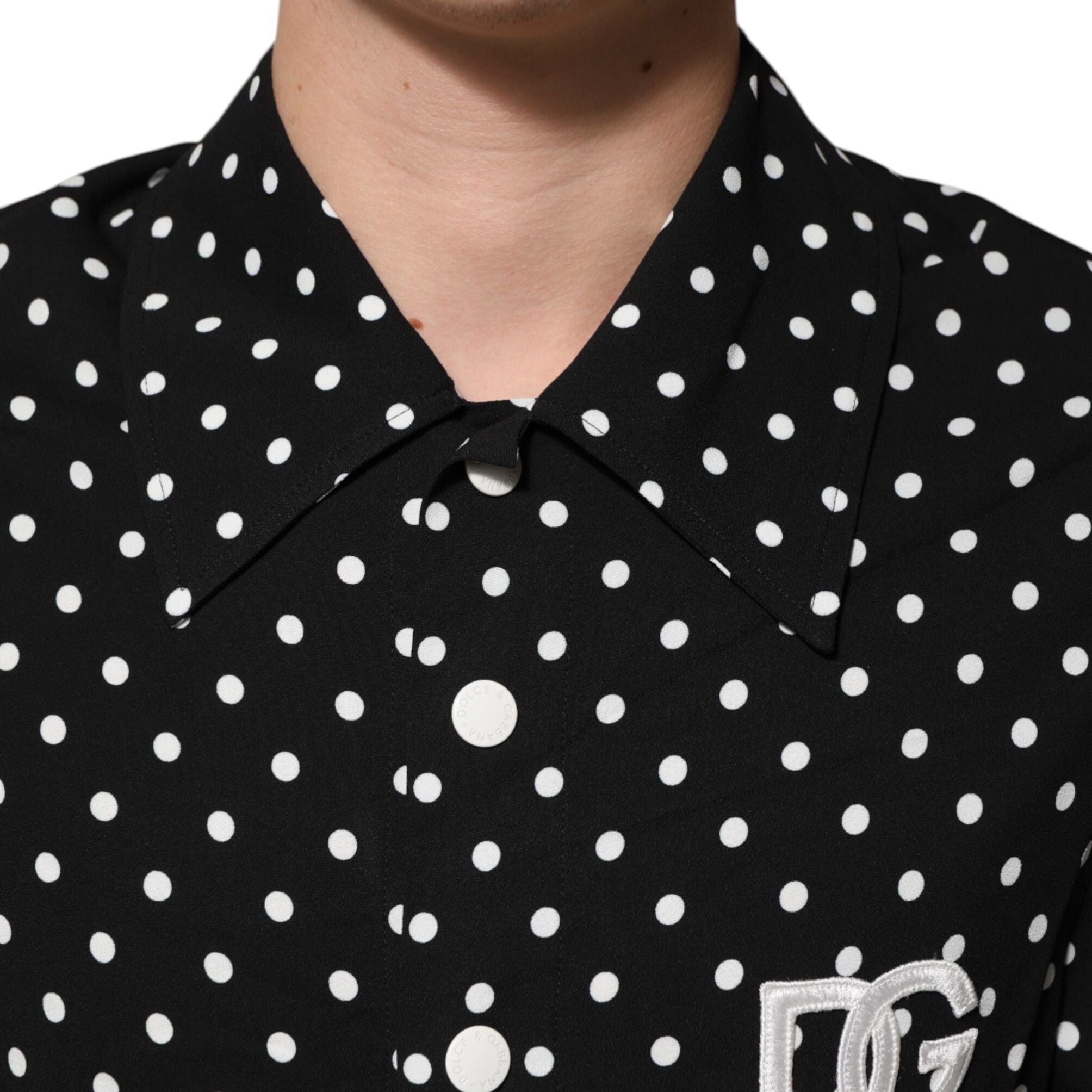 Dolce & Gabbana Black Polka Dot Short Sleeves Collared Polo T-shirt