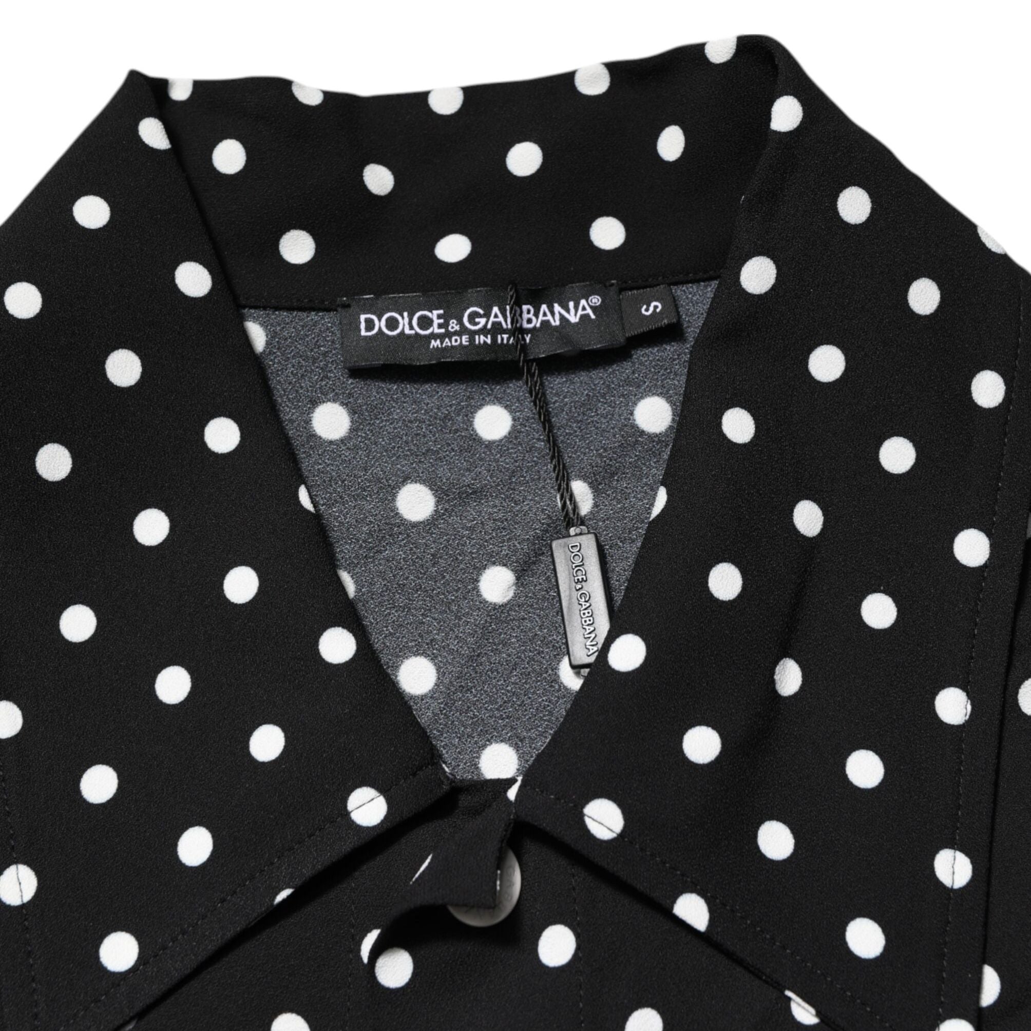 Dolce & Gabbana Black Polka Dot Short Sleeves Collared Polo T-shirt