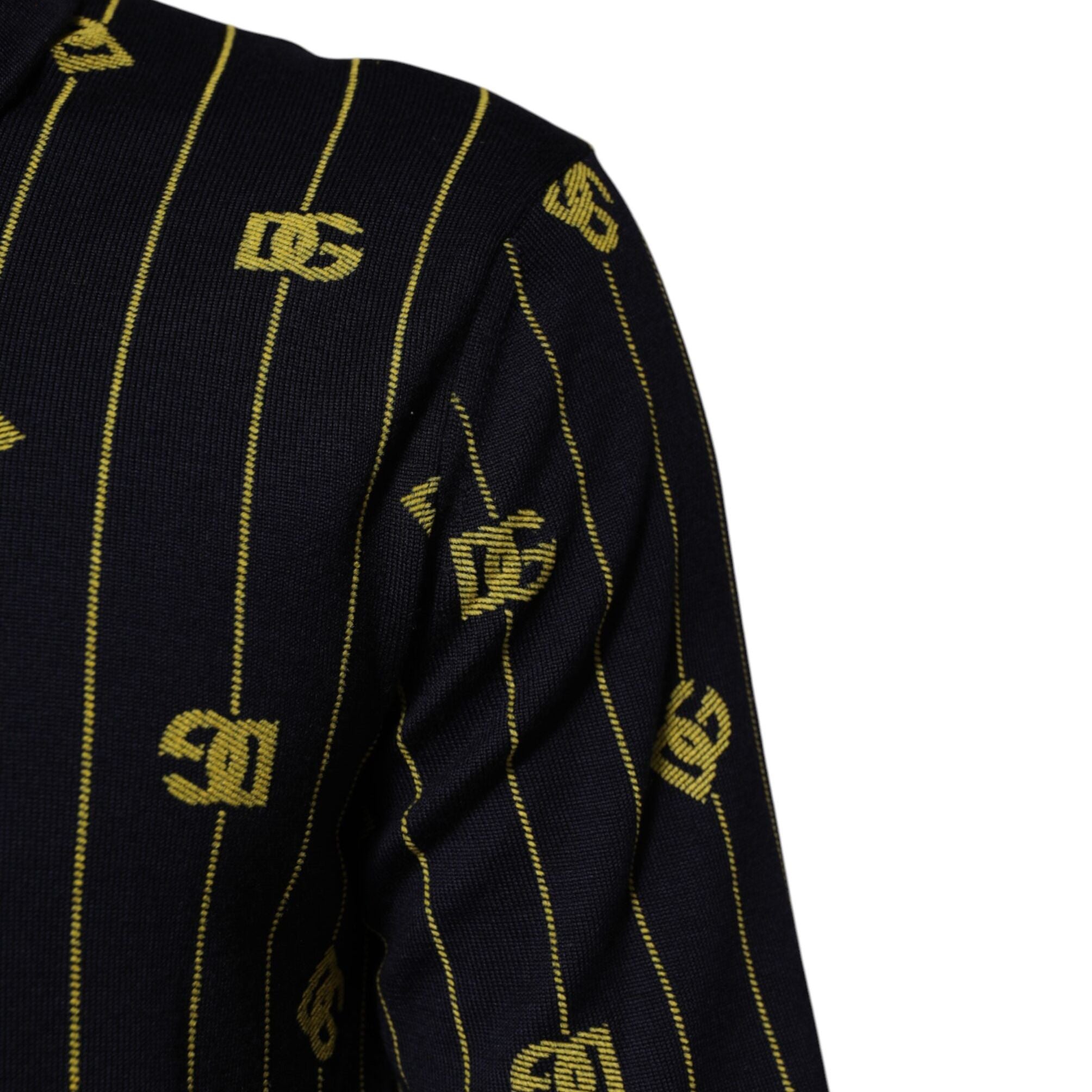 Dolce & Gabbana Black Logo Jacquard Knitted Polo Shirt T-shirt