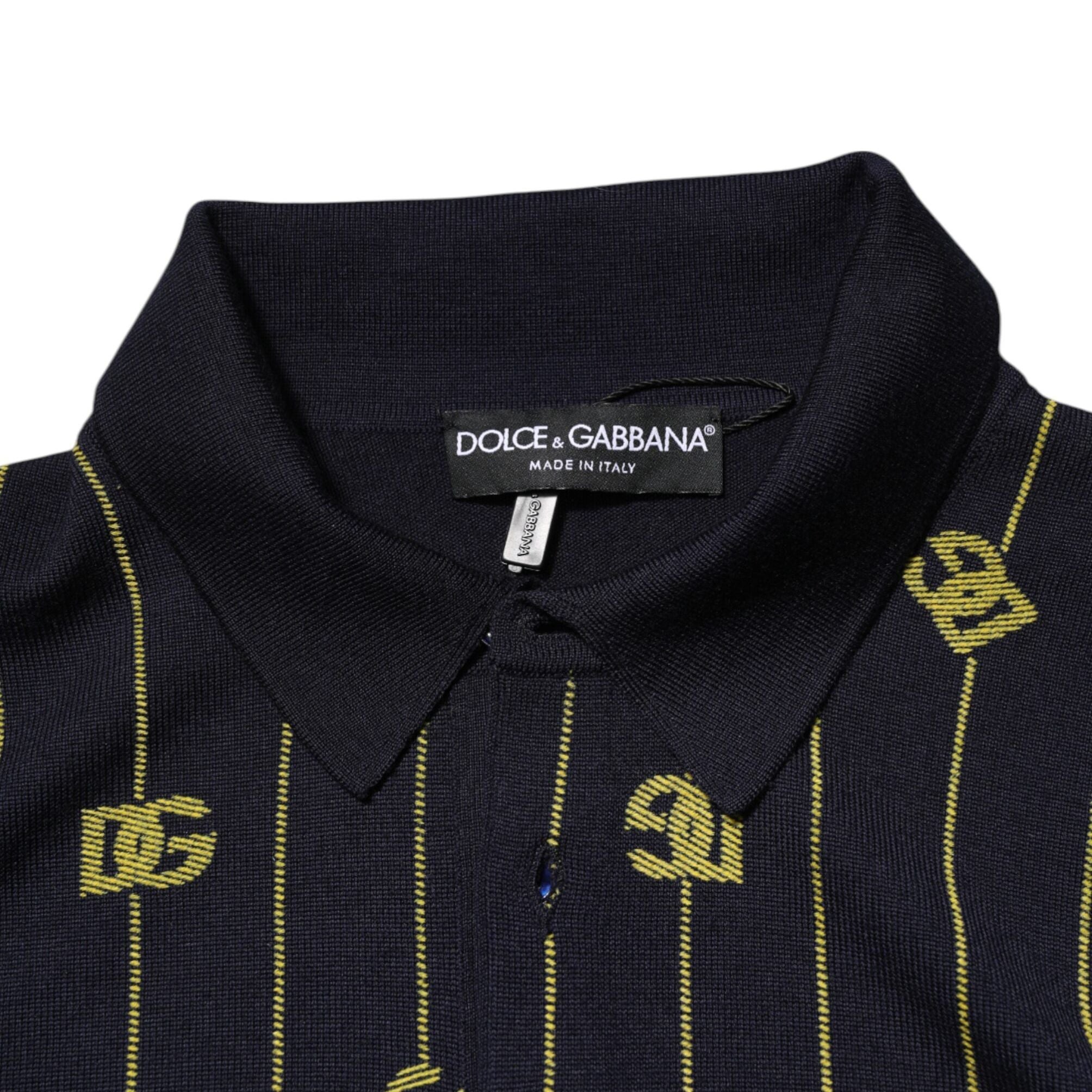 Dolce & Gabbana Black Logo Jacquard Knitted Polo Shirt T-shirt