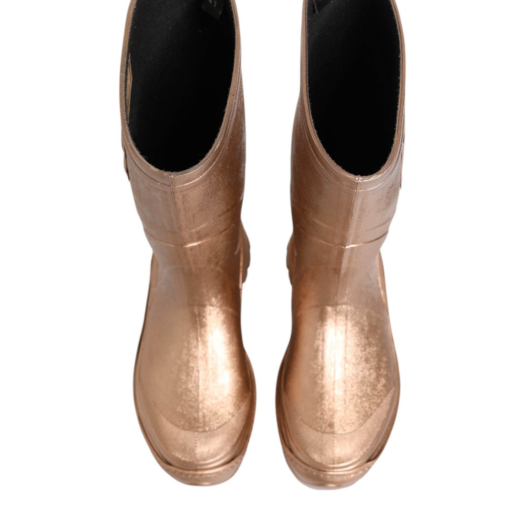 Dolce & Gabbana Rose Gold Rubber Pull On Rain Boots Shoes