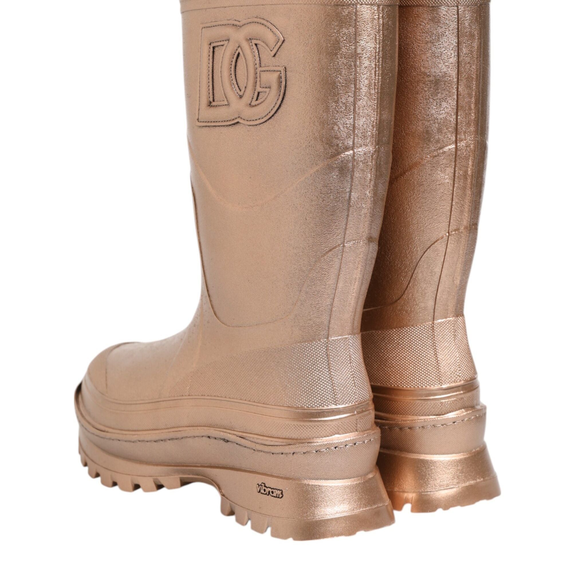 Dolce & Gabbana Rose Gold Rubber Pull On Rain Boots Shoes