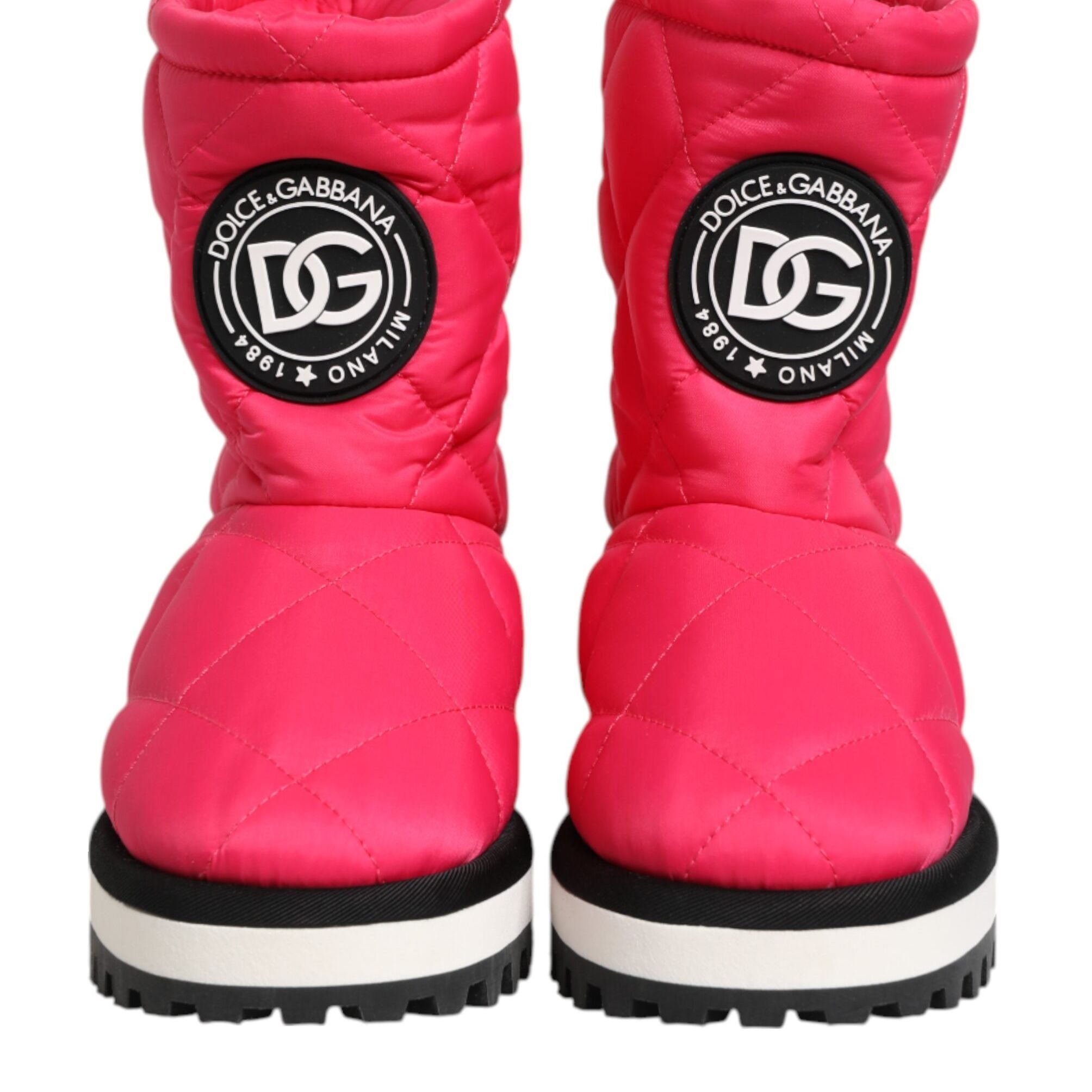 Dolce & Gabbana Pink White Viscose Padded Mid Calf Boots Shoes
