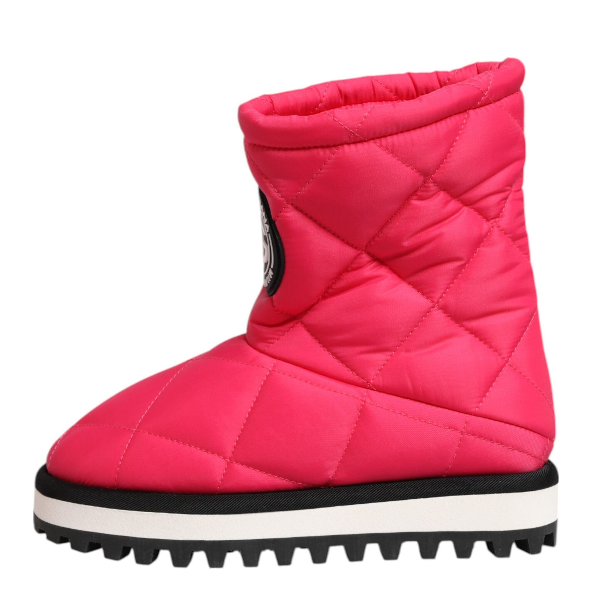 Dolce & Gabbana Pink White Viscose Padded Mid Calf Boots Shoes