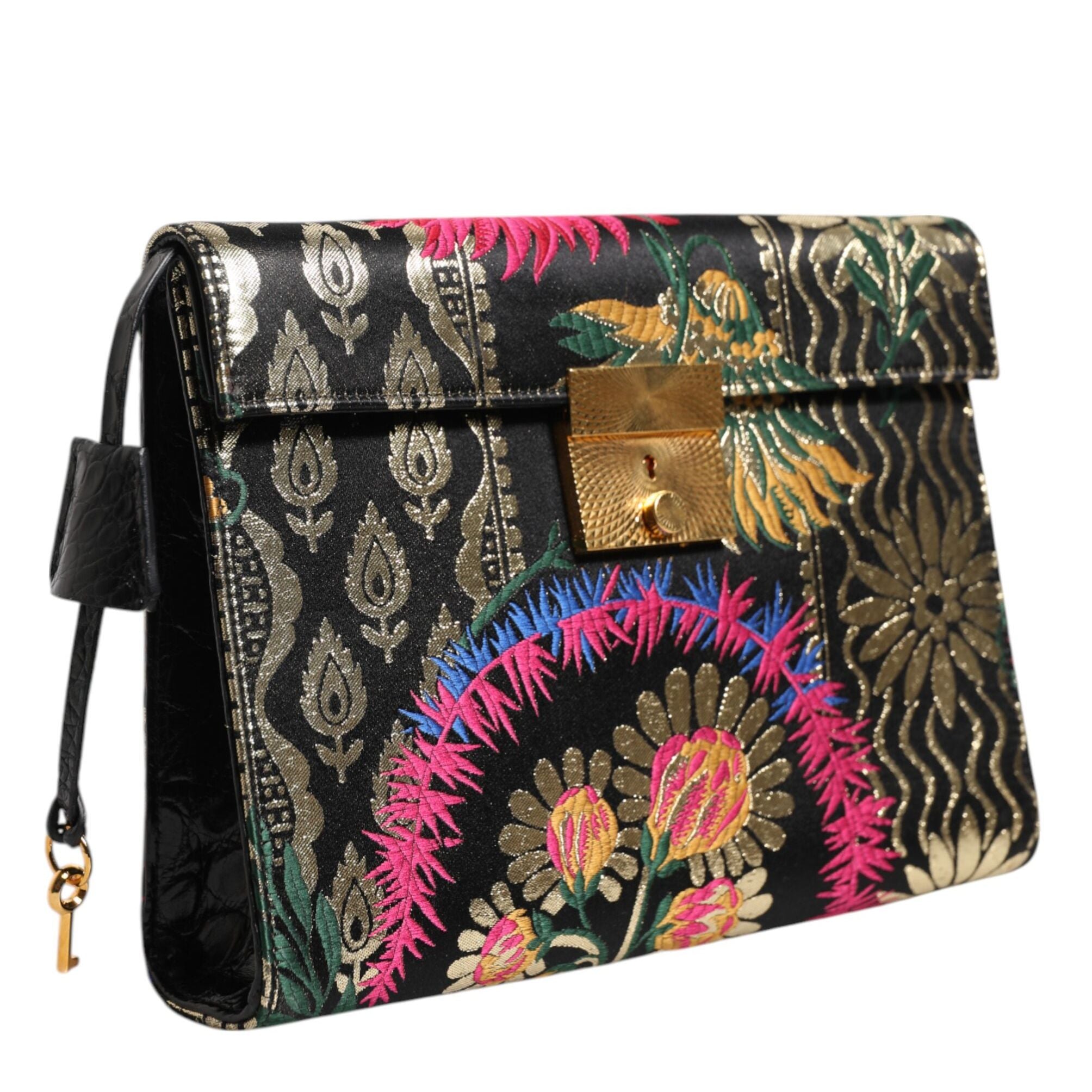 Dolce & Gabbana Multicolor Jacquard Floral Document Briefcase Bag