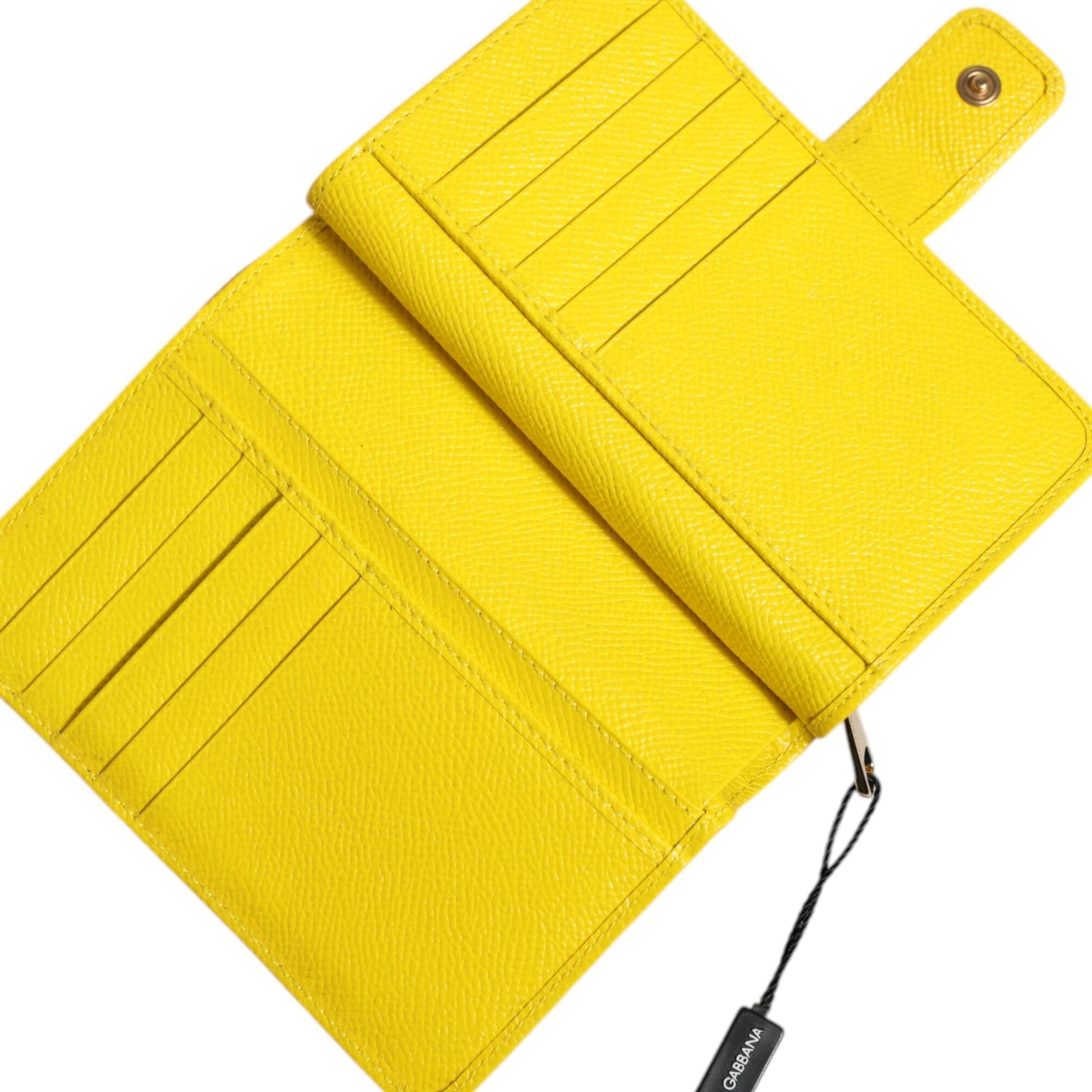 Dolce & Gabbana Yellow Leather Bifold Continental Clutch Wallet