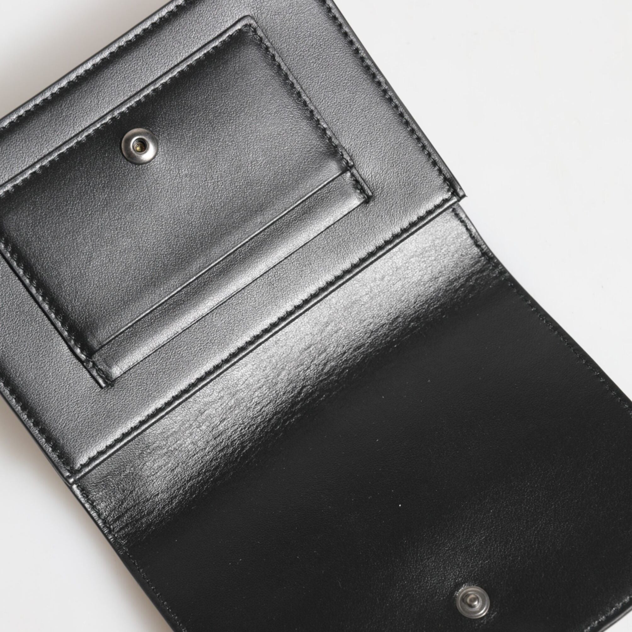 Dolce & Gabbana Black Leather Crystal Embellished Card Holder Wallet
