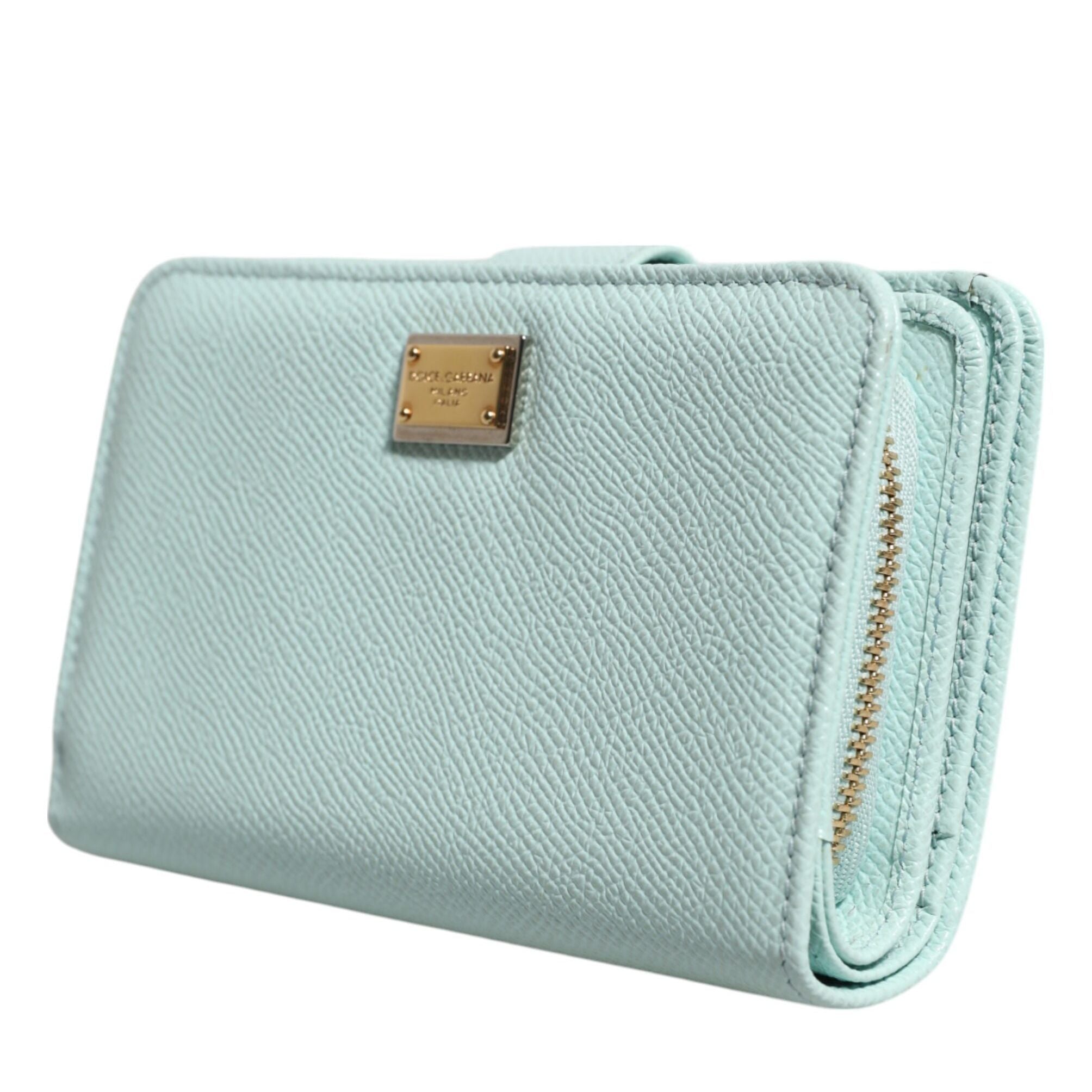 Dolce & Gabbana Mint Green Leather Bifold Continental Clutch Wallet
