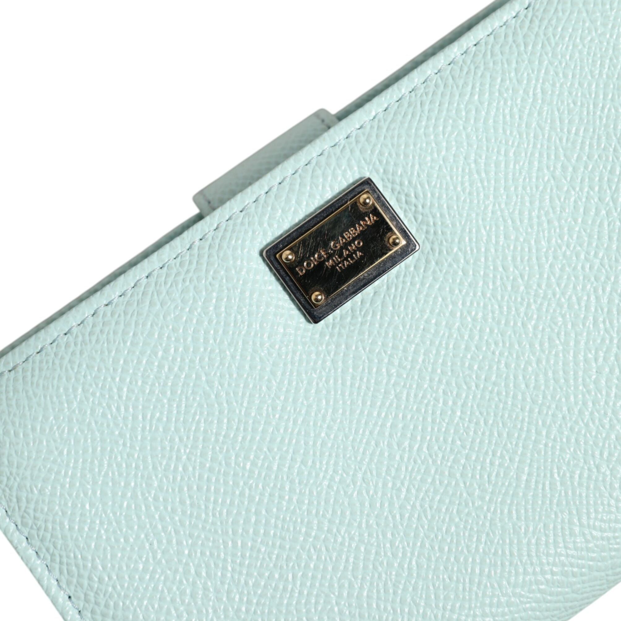 Dolce & Gabbana Mint Green Leather Bifold Continental Clutch Wallet