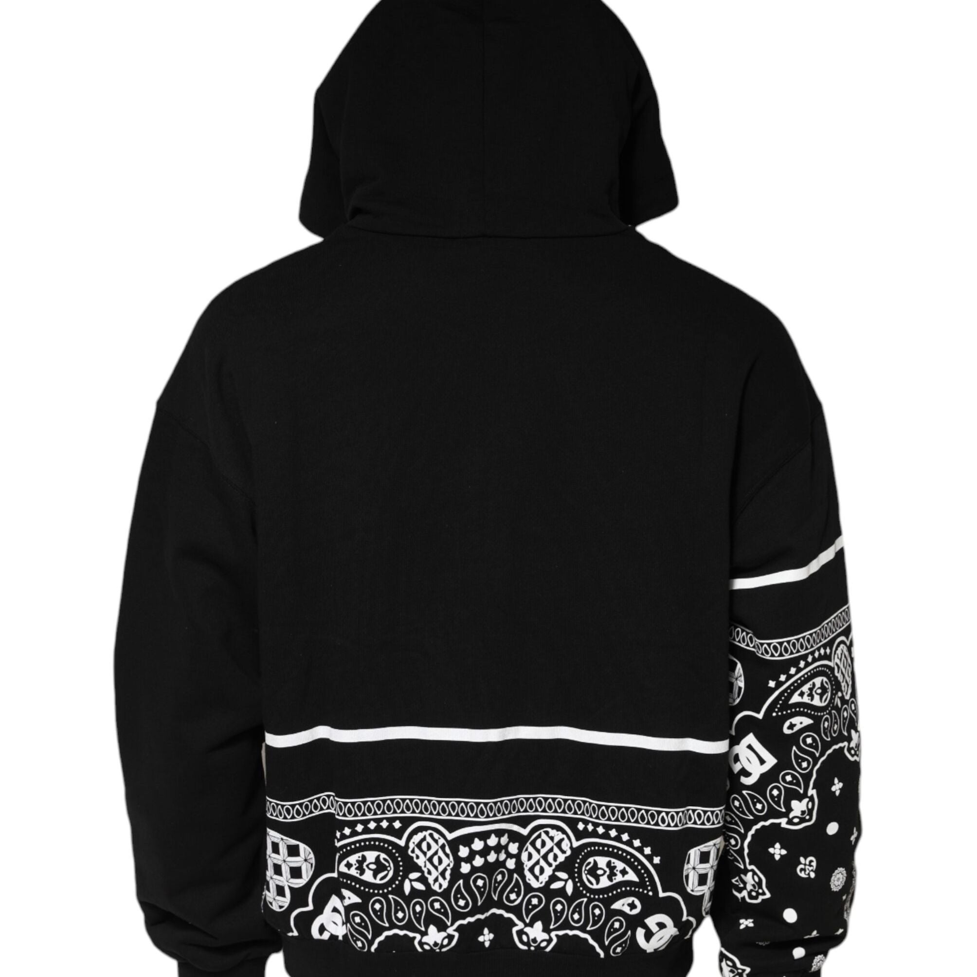 Dolce & Gabbana Black Bandana Hooded Men Sweatshirt Sweater