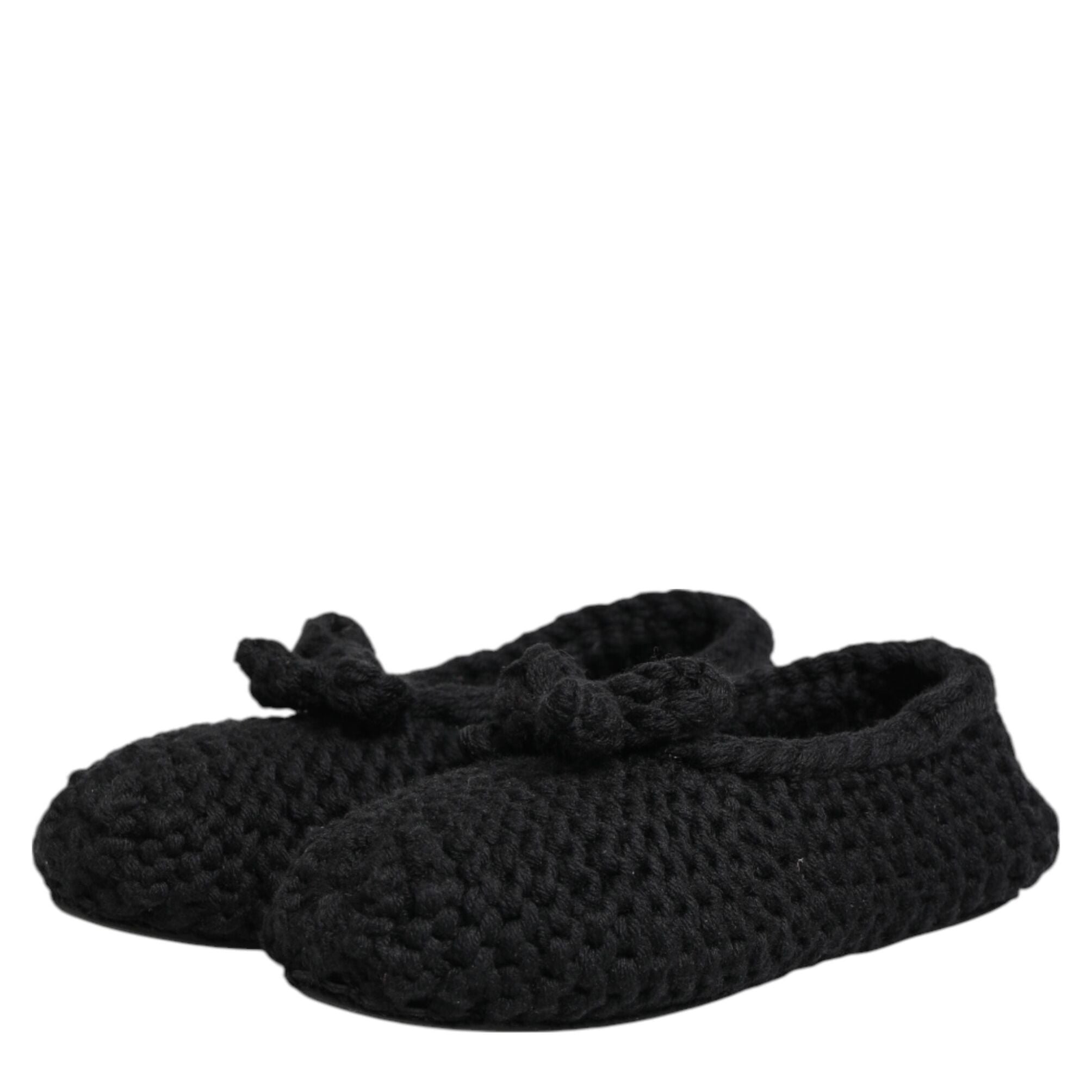 Dolce & Gabbana Black Wool Knit Slip On Ballerina Flats Shoes