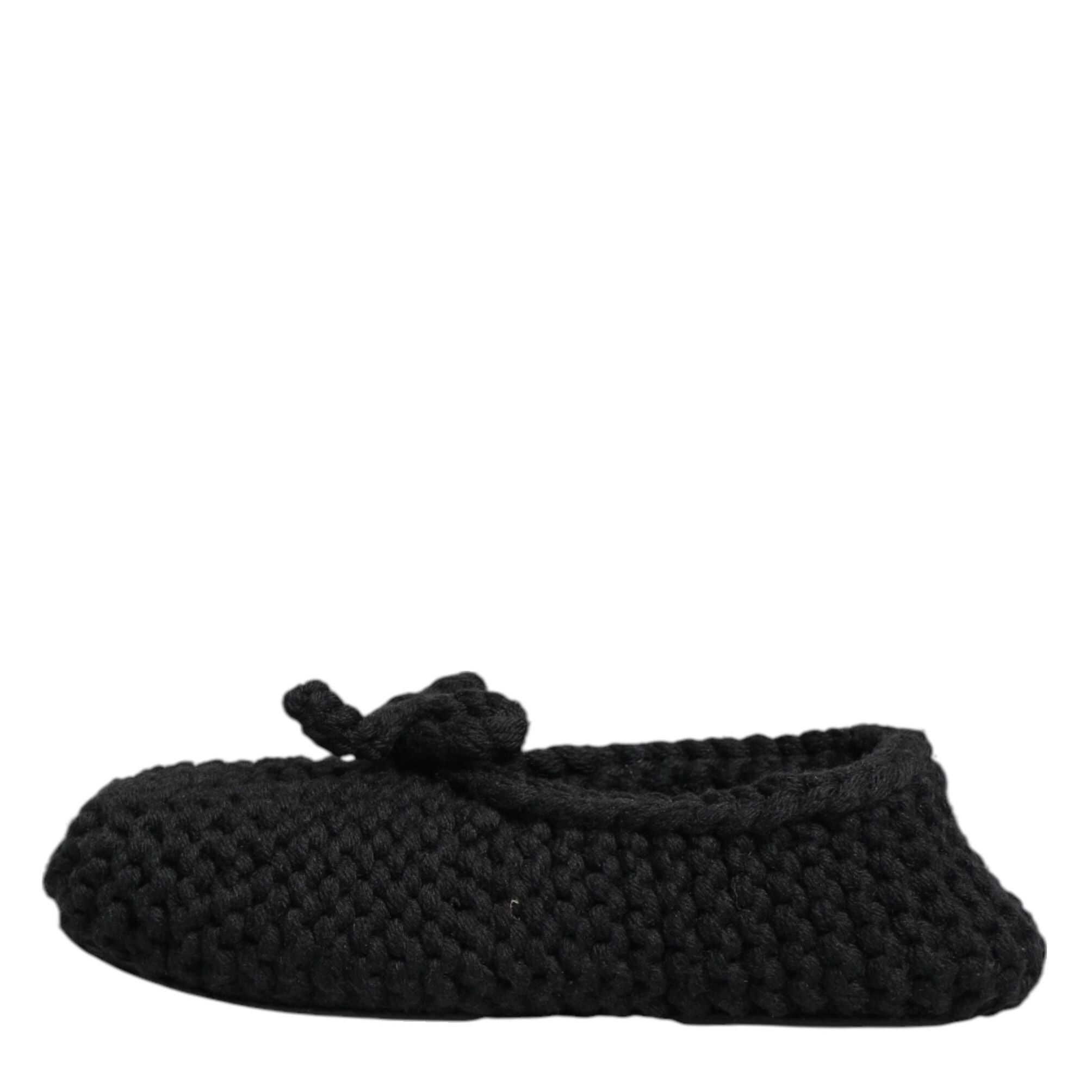 Dolce & Gabbana Black Wool Knit Slip On Ballerina Flats Shoes