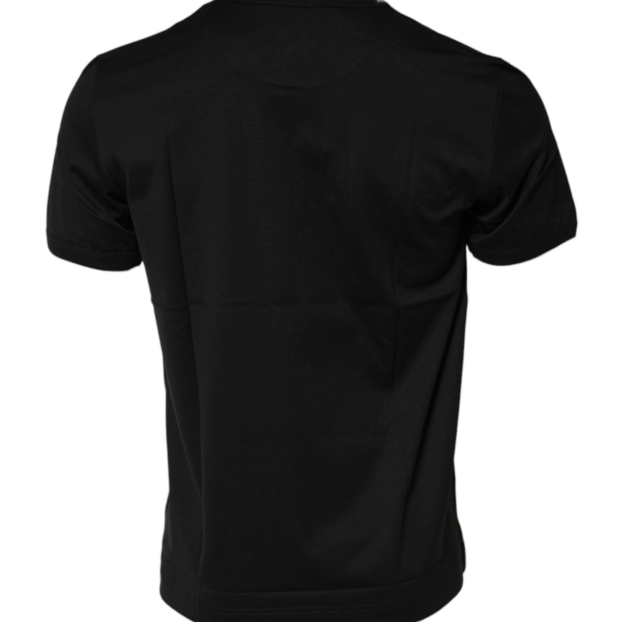 Dolce & Gabbana Black Cotton Logo Print Crew Neck T-shirt