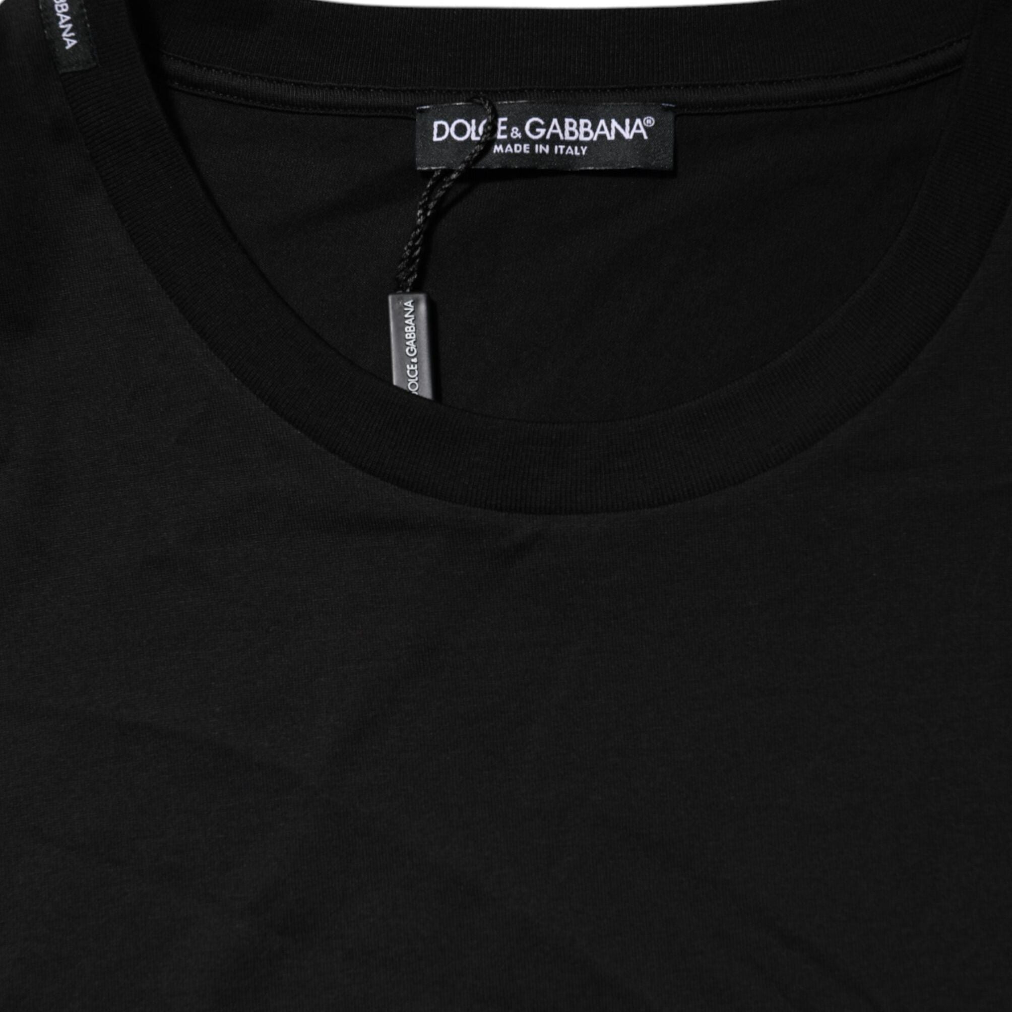 Dolce & Gabbana Black Cotton Crew Neck Short Sleeves T-shirt