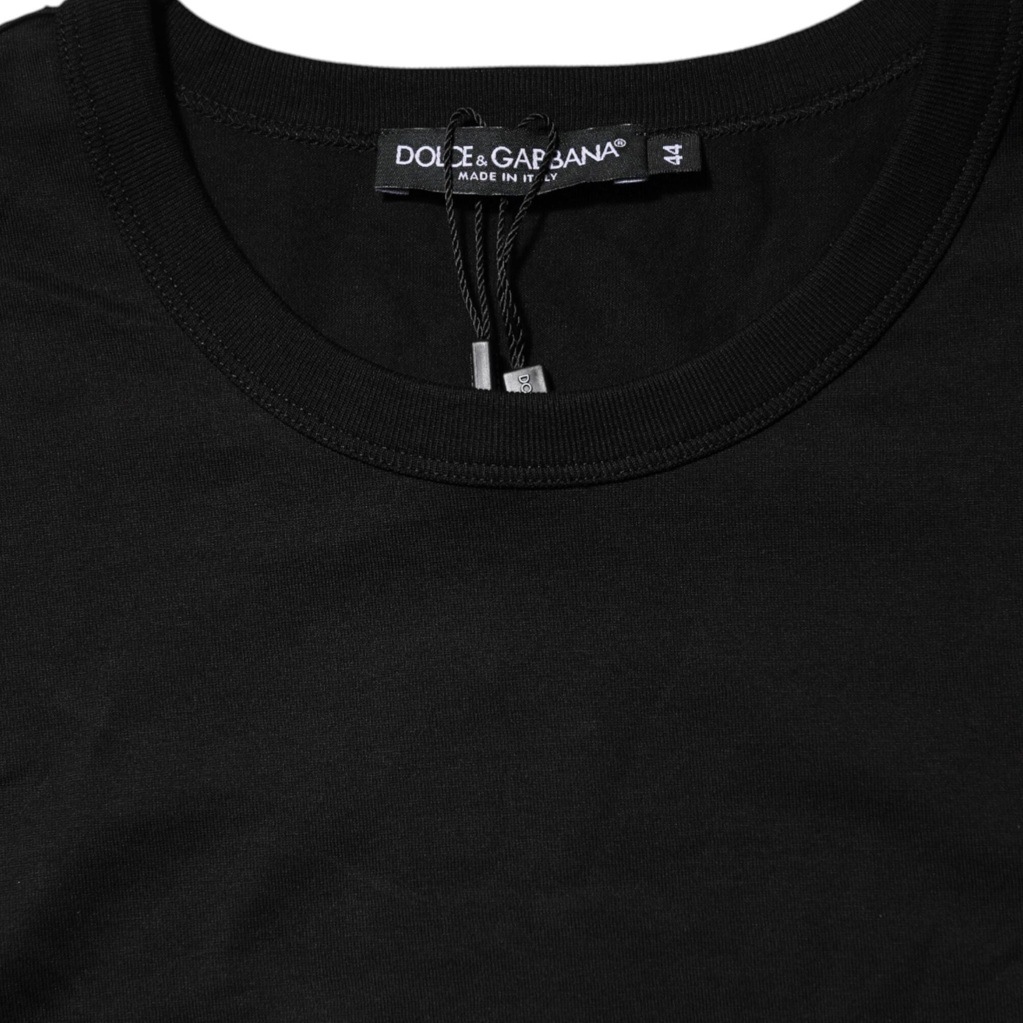 Dolce & Gabbana Black Cotton Crewneck Short Sleeves T-shirt