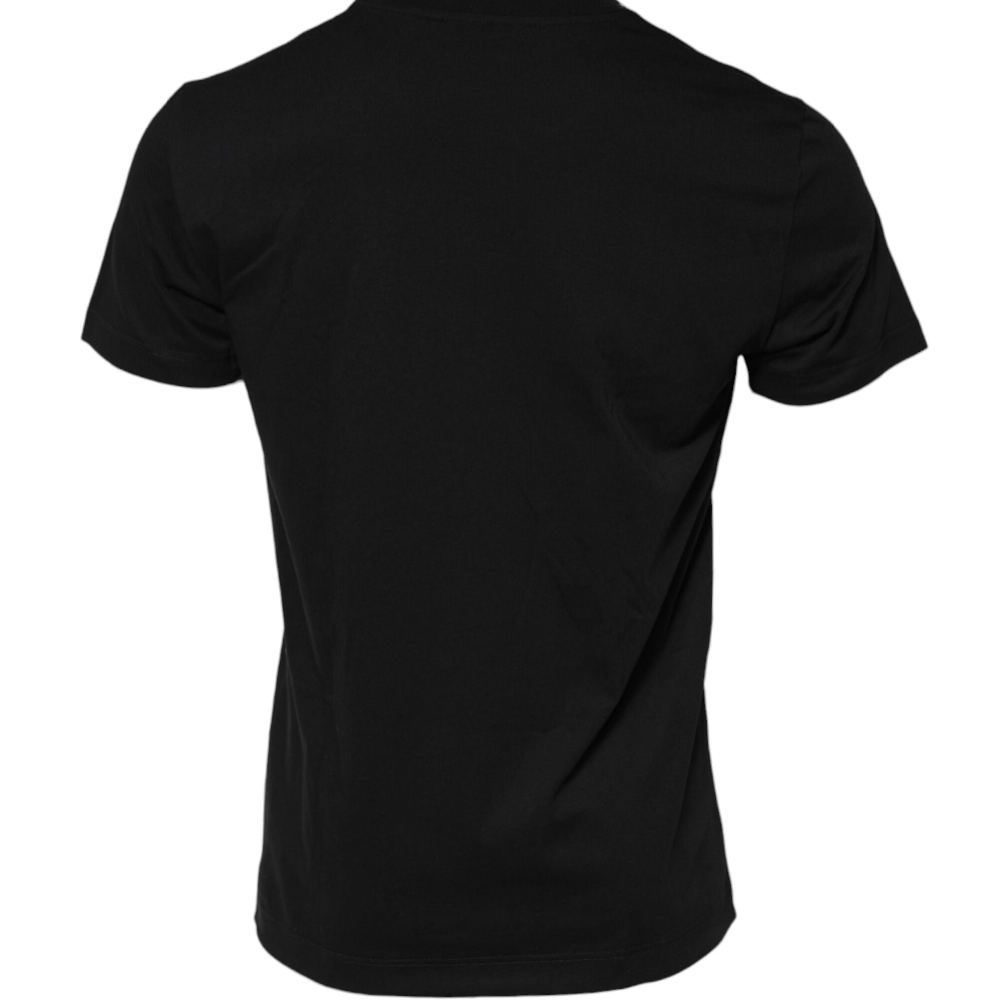 Dolce & Gabbana Black Logo Plaque Cotton Crew Neck T-shirt