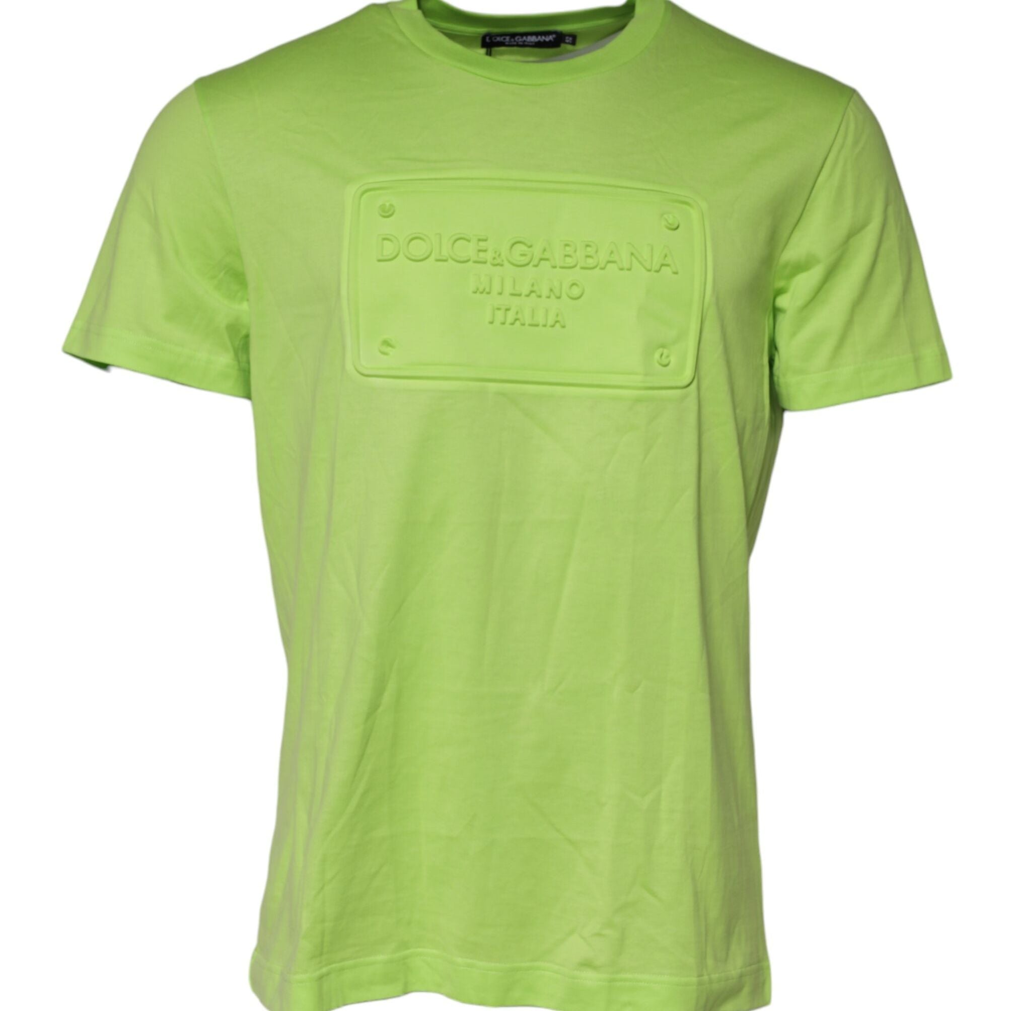 Dolce & Gabbana Green Embossed Logo Cotton Crew Neck T-shirt