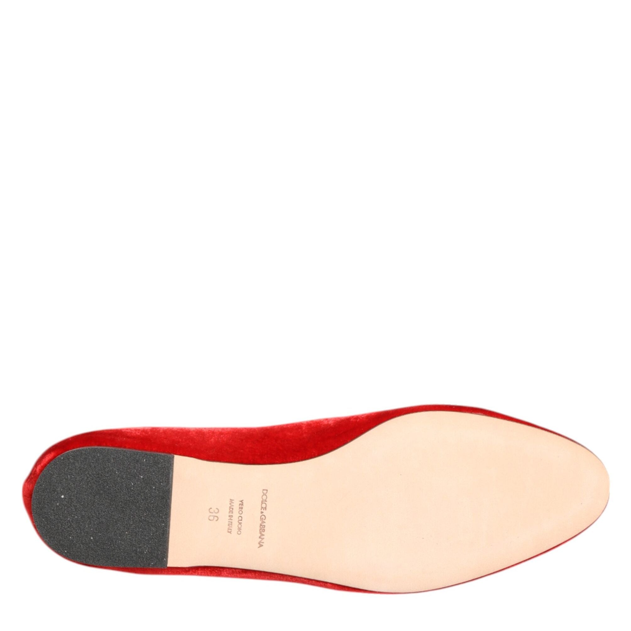 Dolce & Gabbana Red Velvet DG Heart Loafers Flats Shoes