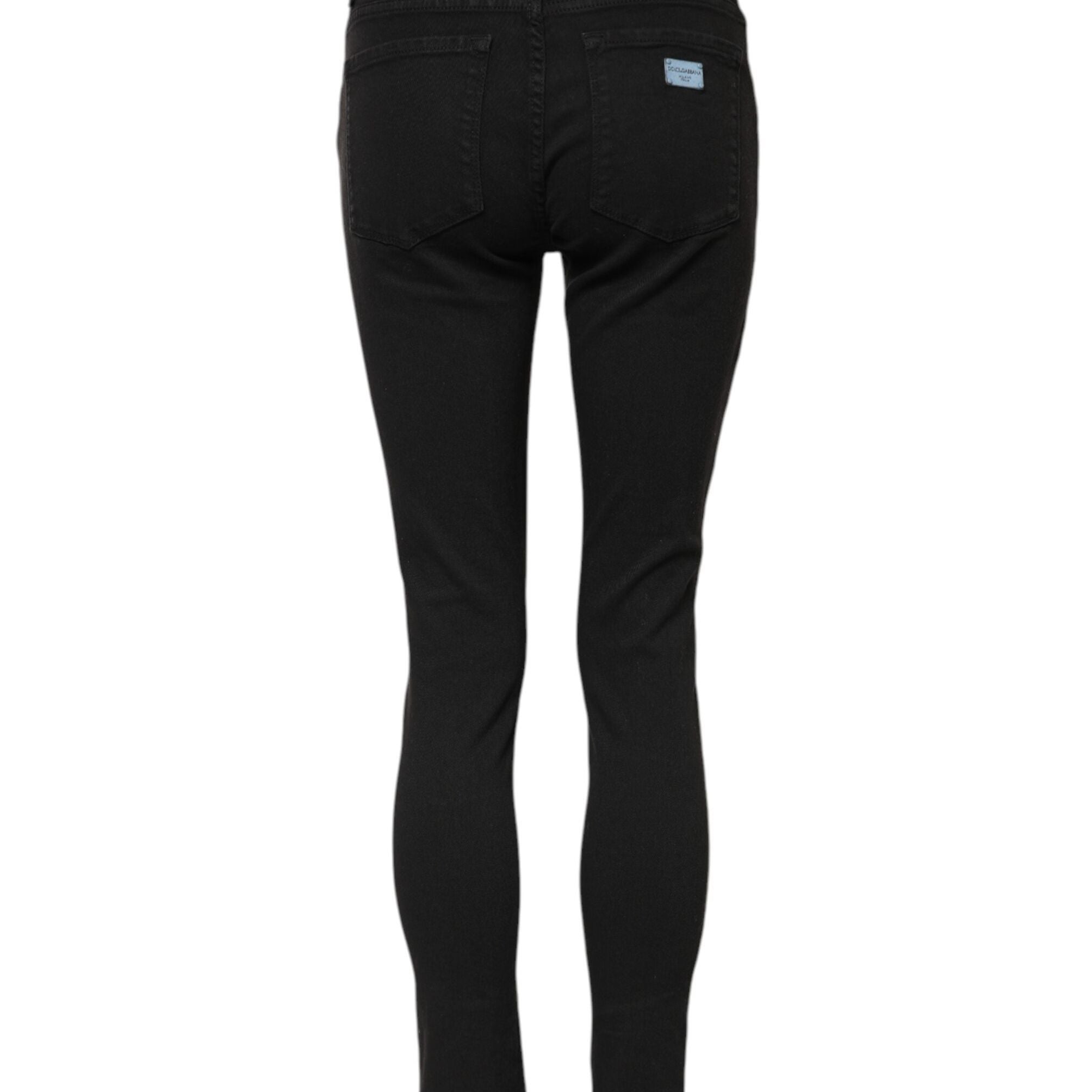 Dolce & Gabbana Black Cotton Skinny Mid Waist Denim Jeans