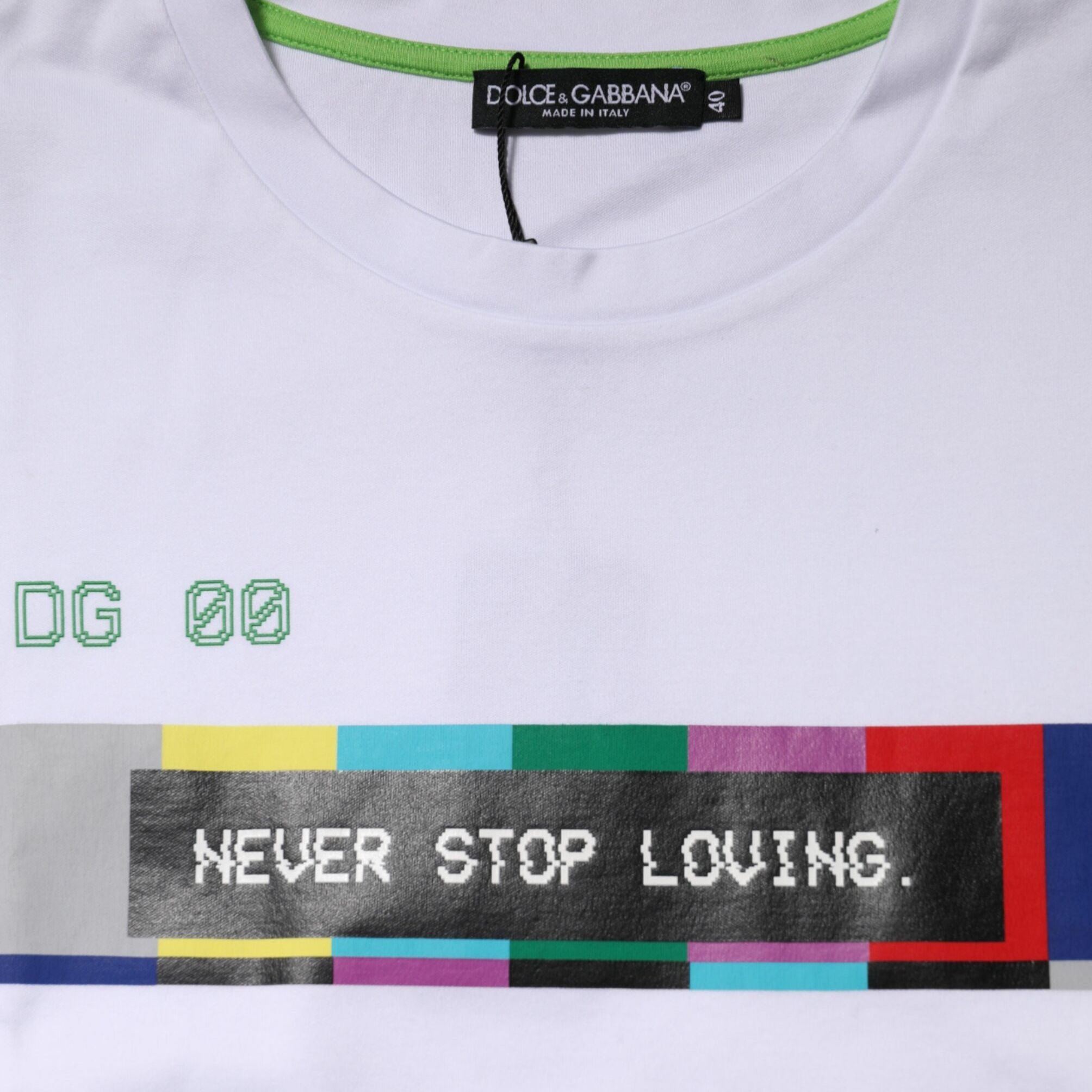 Dolce & Gabbana White Cotton Printed Short Sleeves T-shirt
