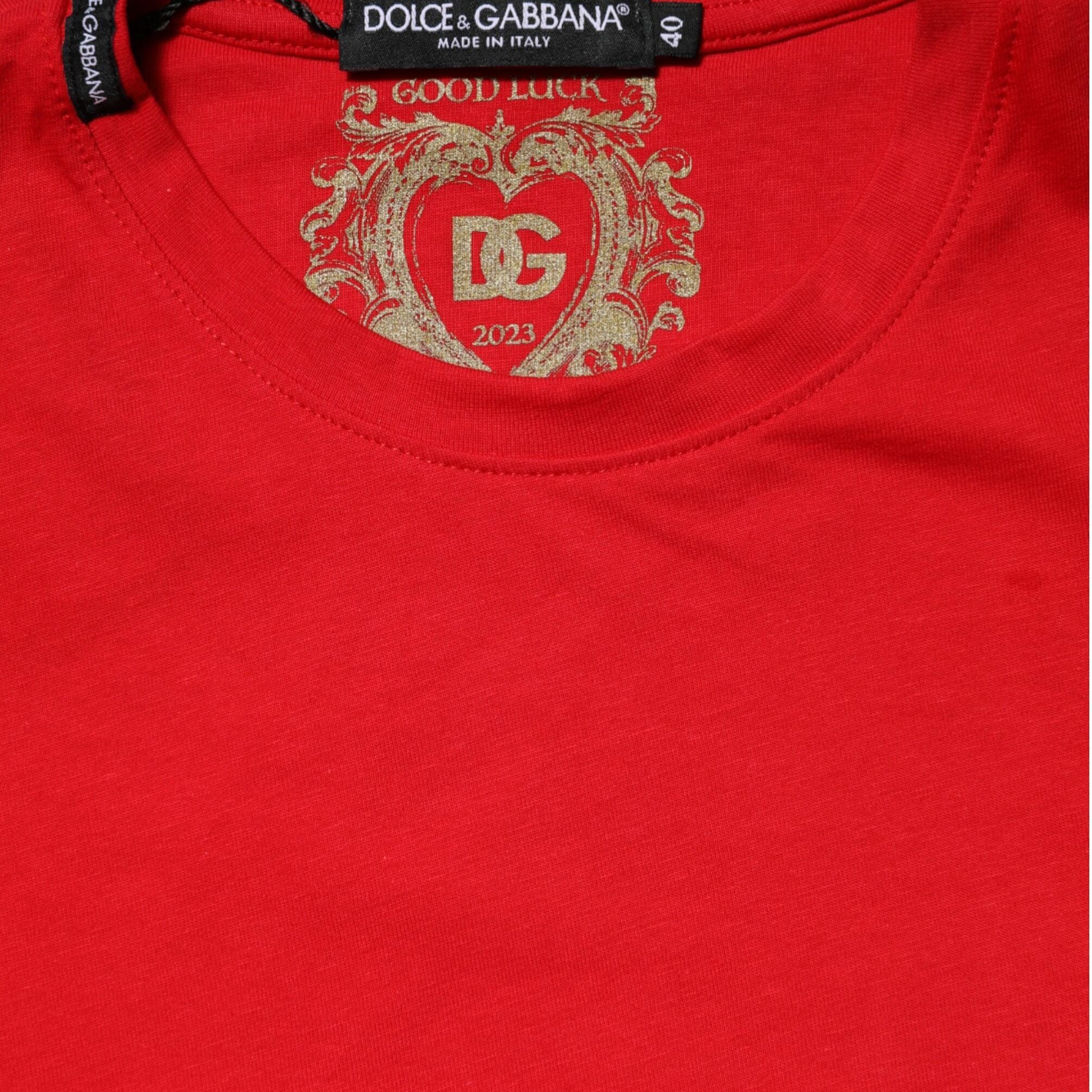 Dolce & Gabbana Red Cotton Crew Neck Short Sleeves Top T-shirt